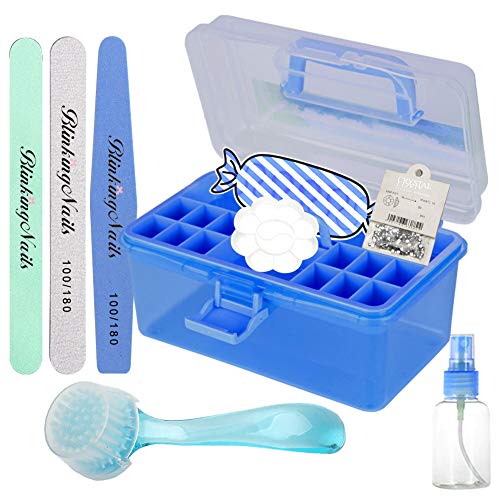 Professional Nail Art Organizer Storage Case - Blue Manicure Kit with Nail Files, Buffers, Brushes & Polish Blocks | Perfect for Salon, Home Nail Care & Travel Beauty Essentials