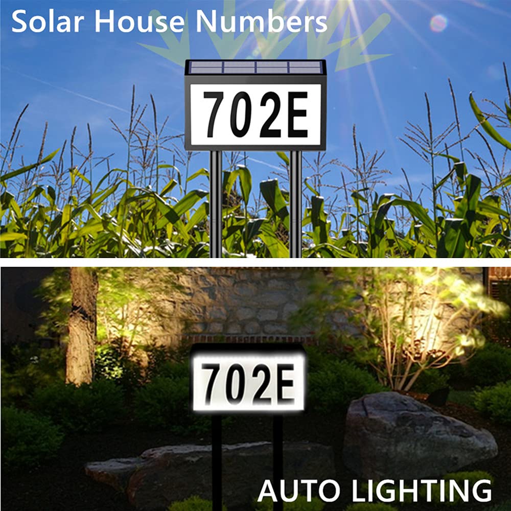 Solar Powered Outdoor House Numbers - Modern Lighted Address Plaques for Garden, Yard & Street | Weatherproof & Energy Efficient for Nighttime Visibility (Perfect for Front Door, Mailbox & Pathway Lighting)
