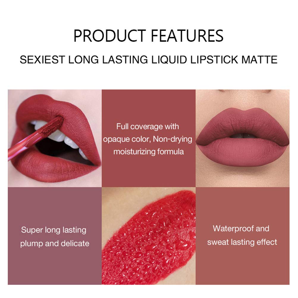 6pcs Matte Liquid Lipstick Set for Women - Waterproof, Long Lasting Lip Gloss - Perfect for Daily Wear, Parties & Special Occasions