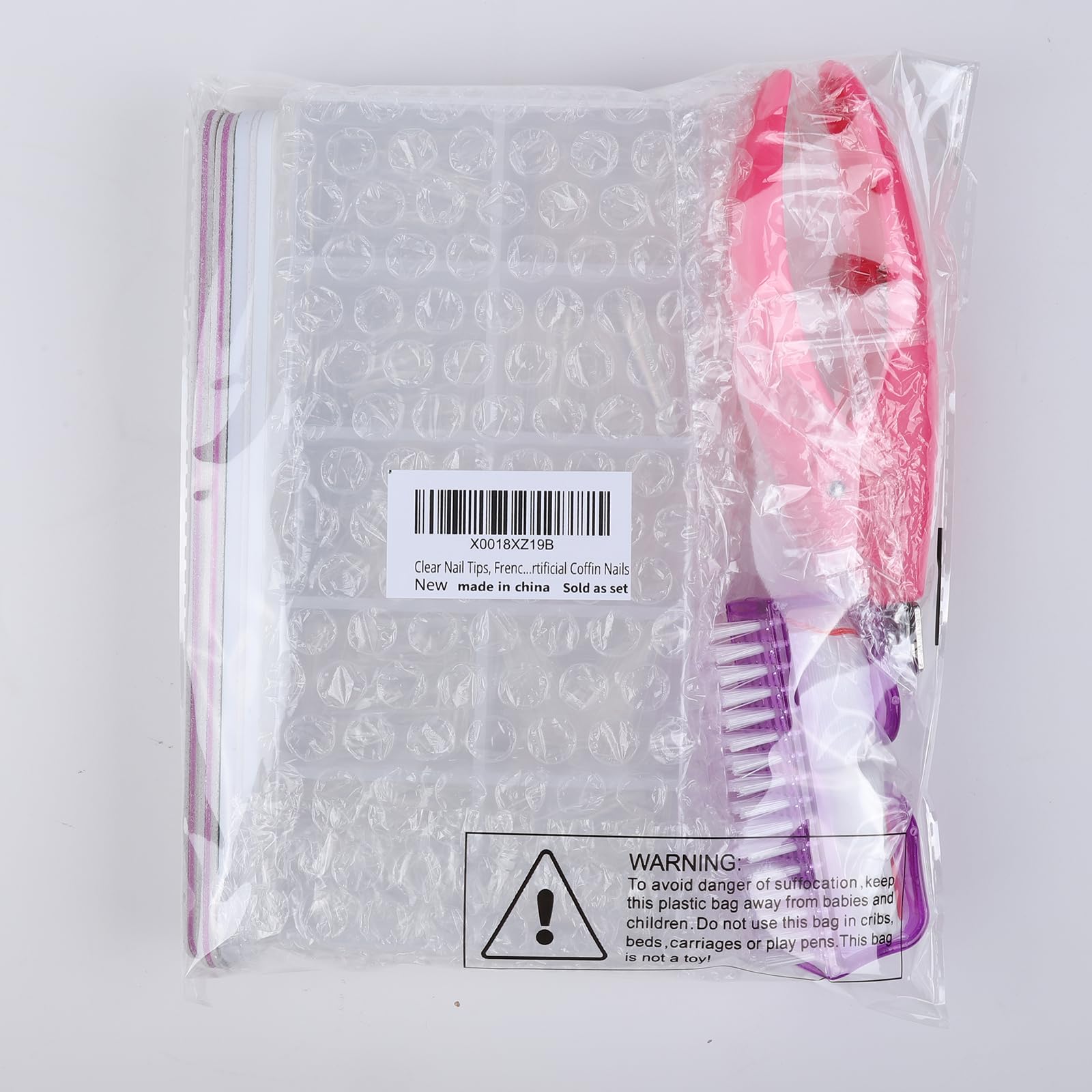 500 Pcs Clear Coffin Press on Nails - French Acrylic Artificial Nail Tips Set with Nail Glue, Files, Buffer, Shiner & Brush | Natural Half Cover False Nails for Salon, Party & Daily Wear by Teenitor