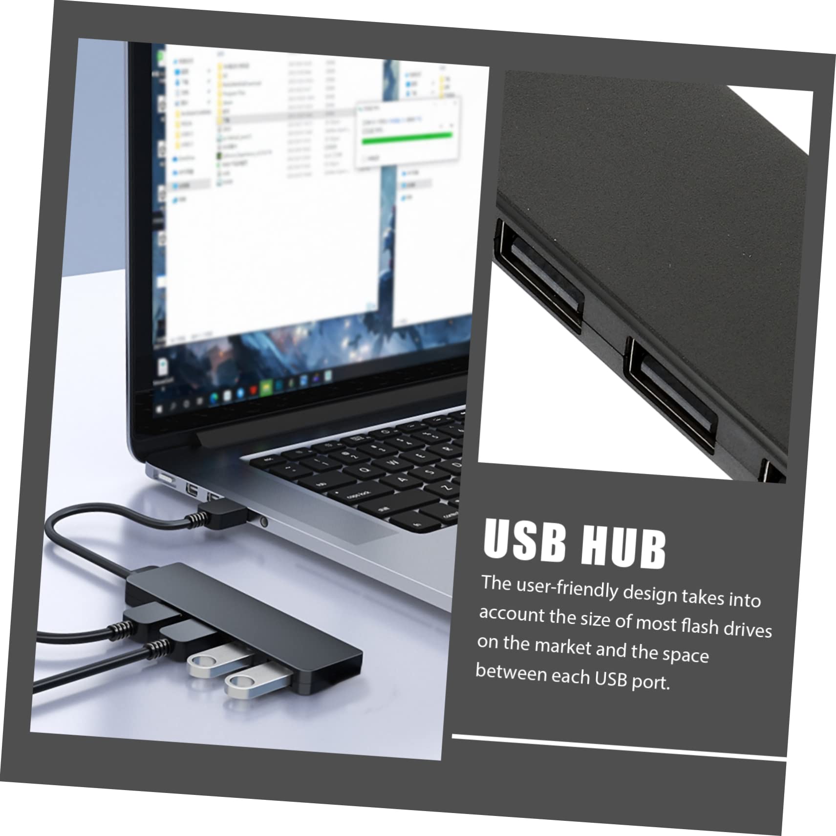OSALADI 4-Port USB Hub for Laptop - High-Speed USB 2.0 Extension with Data Sync & Charging - Compatible with PC, MacBook, Security Camera, Printer, Keyboard & More - Perfect for Home Office & Gaming Setup