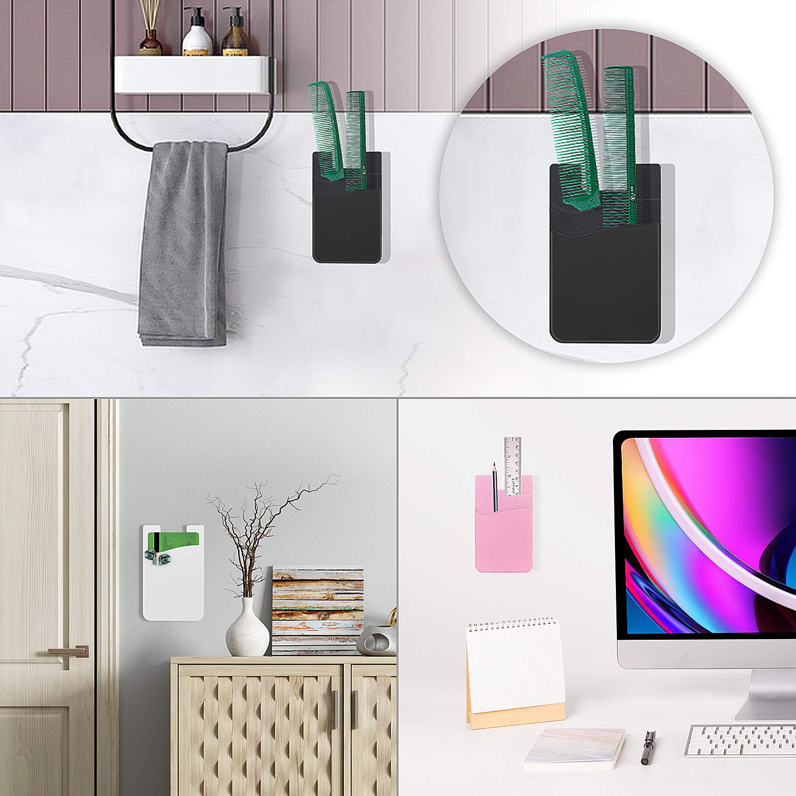 Senose Phone Wallet - Stick On Card Holder for iPhone, Android & Samsung Galaxy - 5 Pack | Slim Back of Phone Storage for Credit Cards & IDs | Perfect for Travel, Shopping & Everyday Use
