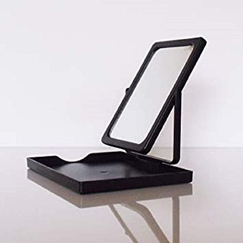 Mary Kay Black Foldable Travel Mirror with Stand & Vinyl Zippered Case - Portable Compact Makeup Mirror for Home, Office, and Travel