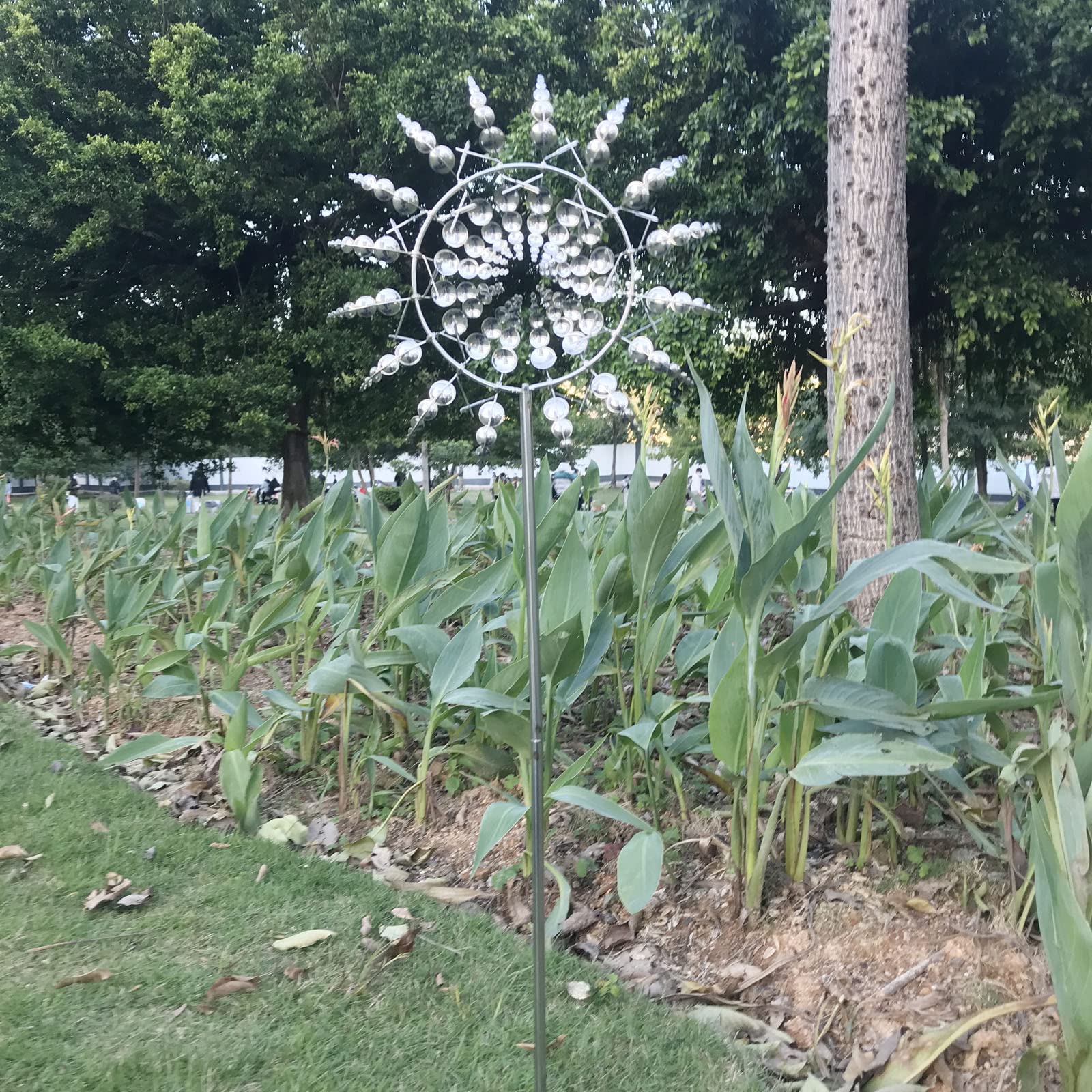 4PCS Unique 3D Metal Windmill Kinetic Sculpture - Solar Powered Wind Spinner for Yard, Garden, Lawn Decoration | Outdoor Art Decor for Patio, Backyard, Landscape Design
