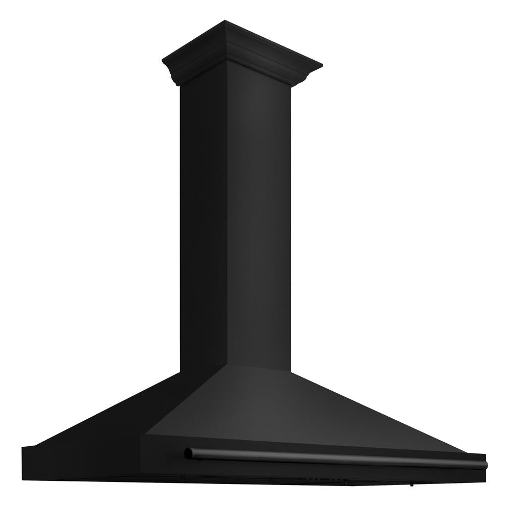 ZLINE 48 Inch Convertible Black Stainless Steel Wall Mount Range Hood with Black Stainless Steel Handle (BSKB4X 48) - Powerful Kitchen Ventilation for Gas Stoves, Cooking, and Smoke Removal