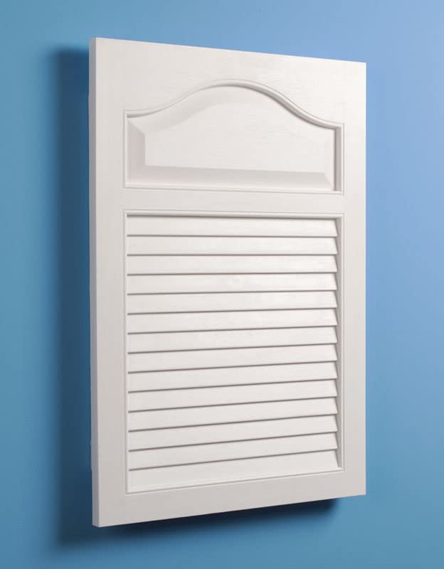 Nutone 615 White Polystyrene Louver Door Single Door Recessed Cabinet - Flat Top Design for Bathroom, Laundry Room & Closet Storage Organization