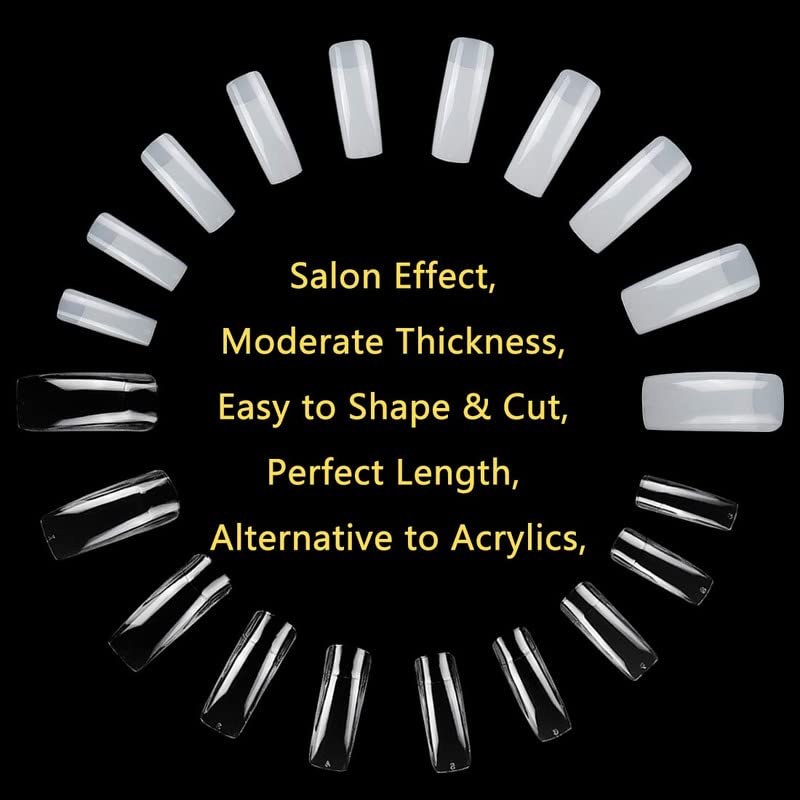 Shidara 207-Piece Clear French Press-On Nails Kit - Natural False Acrylic Nail Tips with Half Cover Design & Nail Clipper | Perfect for Manicure, Parties, Weddings & Everyday Wear