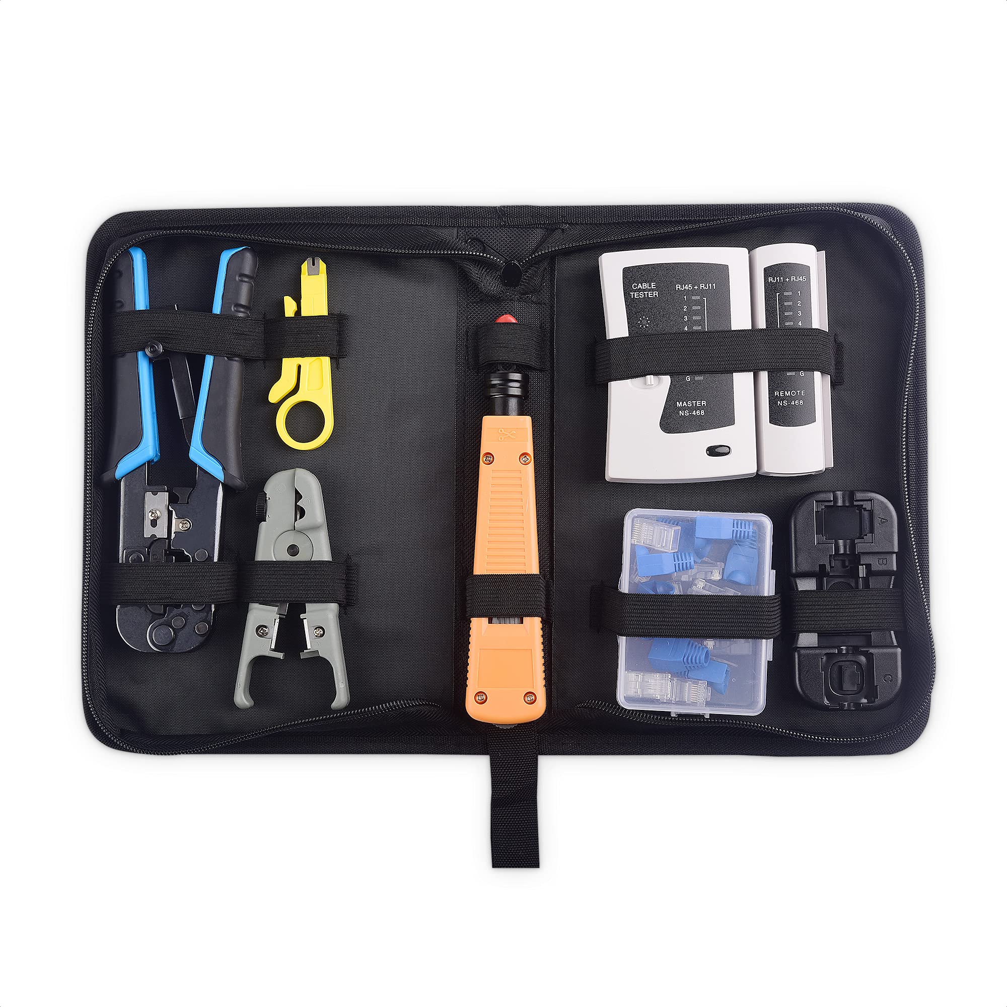 Cable Matters 7-in-1 Network Tool Kit with RJ45 Crimper, Punch Down Tool, Cable Tester & Accessories - Complete Ethernet Installation Set for Home & Office Networking (Includes Carrying Case)