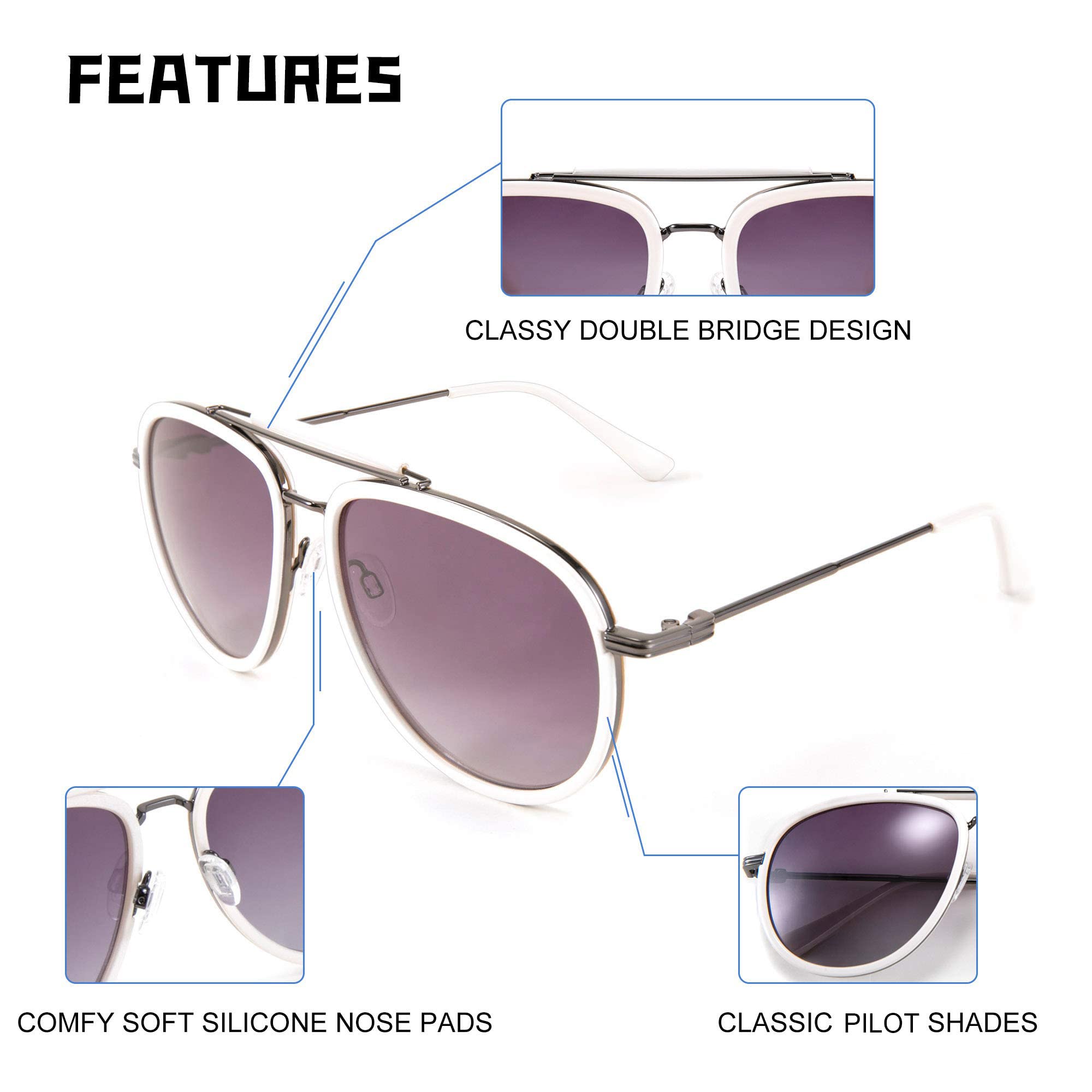 FEISEDY Classic Polarized Aviator Sunglasses for Men & Women - UV400 Protection, Lightweight Metal Frame (B2700) - Perfect for Driving, Outdoor Sports & Beach Vacations