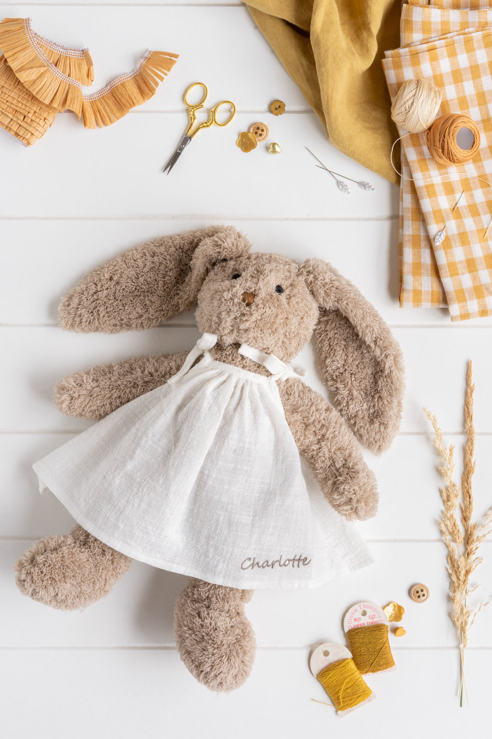 Personalized Mrs Honey Bunny White Plush Toy - Custom Name Stuffed Animal for Easter Gifts, Baby Shower, Nursery Decor & Kids Birthday Presents