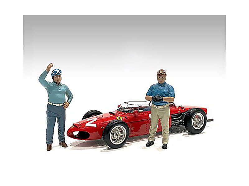 Vintage 1950s Racing Legends Diecast Figures - Set of 2 for 1/43 Scale Models by American Diorama | Perfect for Collectors and Model Car Displays