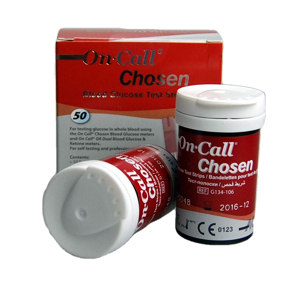 On Call Chosen Blood Glucose Test Strips - Compatible with On Call DK & Chosen Meters | Accurate Diabetes Monitoring for Home & Travel Use