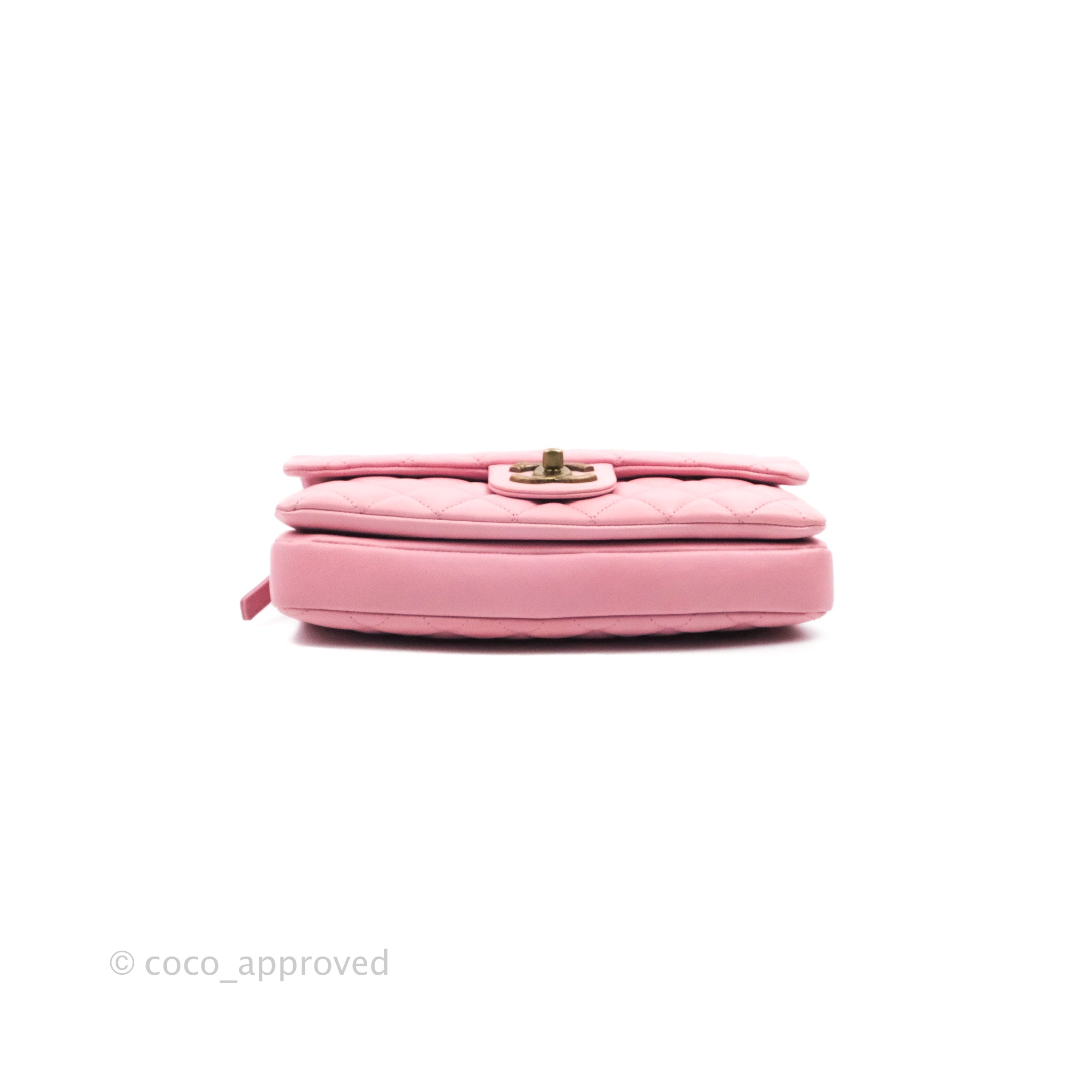 Chanel CC Crown Flap Bag in Pink Calfskin Leather with Antique Gold Hardware - Luxury Crossbody Purse for Women, Perfect for Date Nights & Special Occasions
