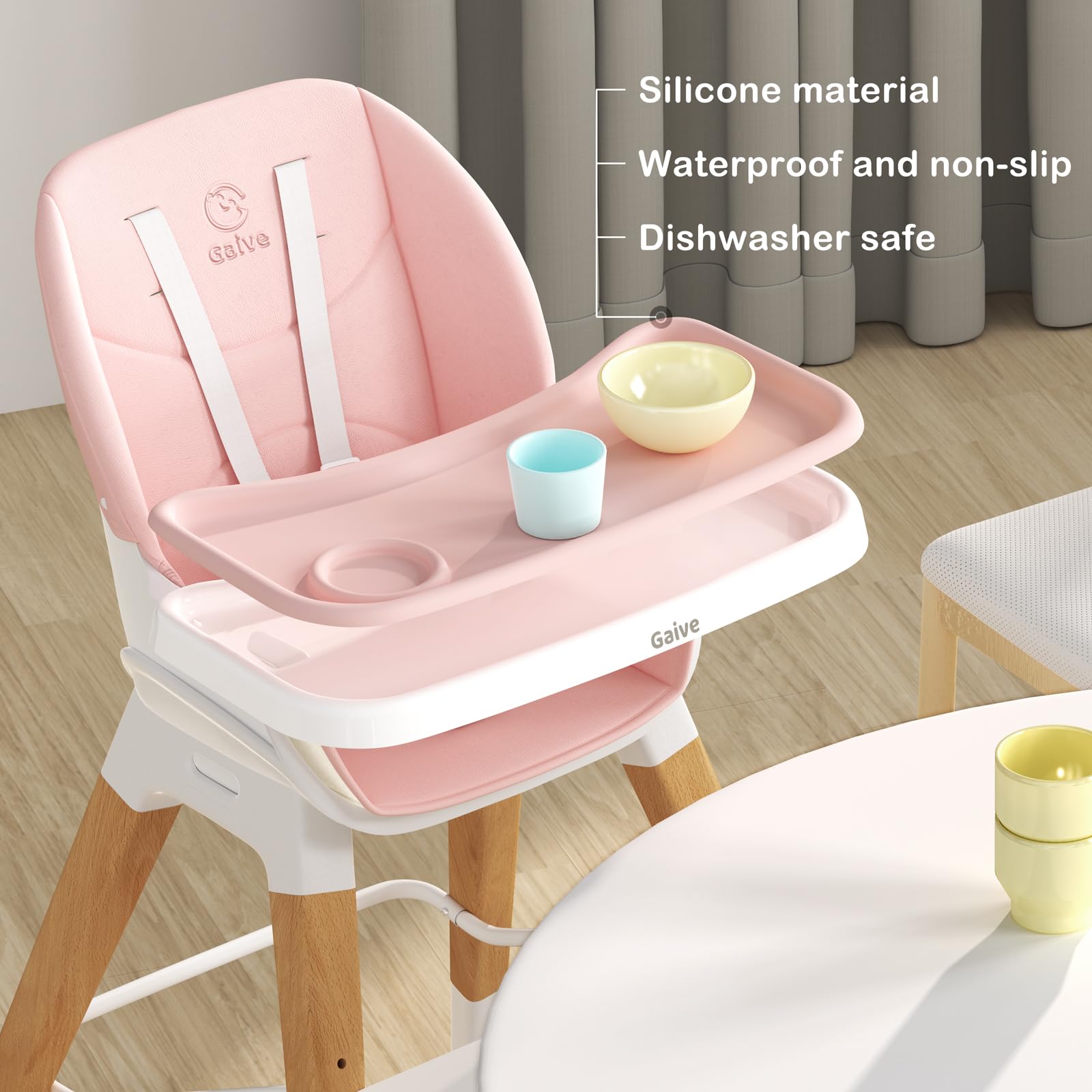 8-in-1 Convertible Wooden Baby High Chair with Tray - Adjustable Toddler Feeding Chair, Booster Seat & Learning Table - Easy to Clean, Space-Saving Design - Perfect for Dining, Homeschooling & Family Time