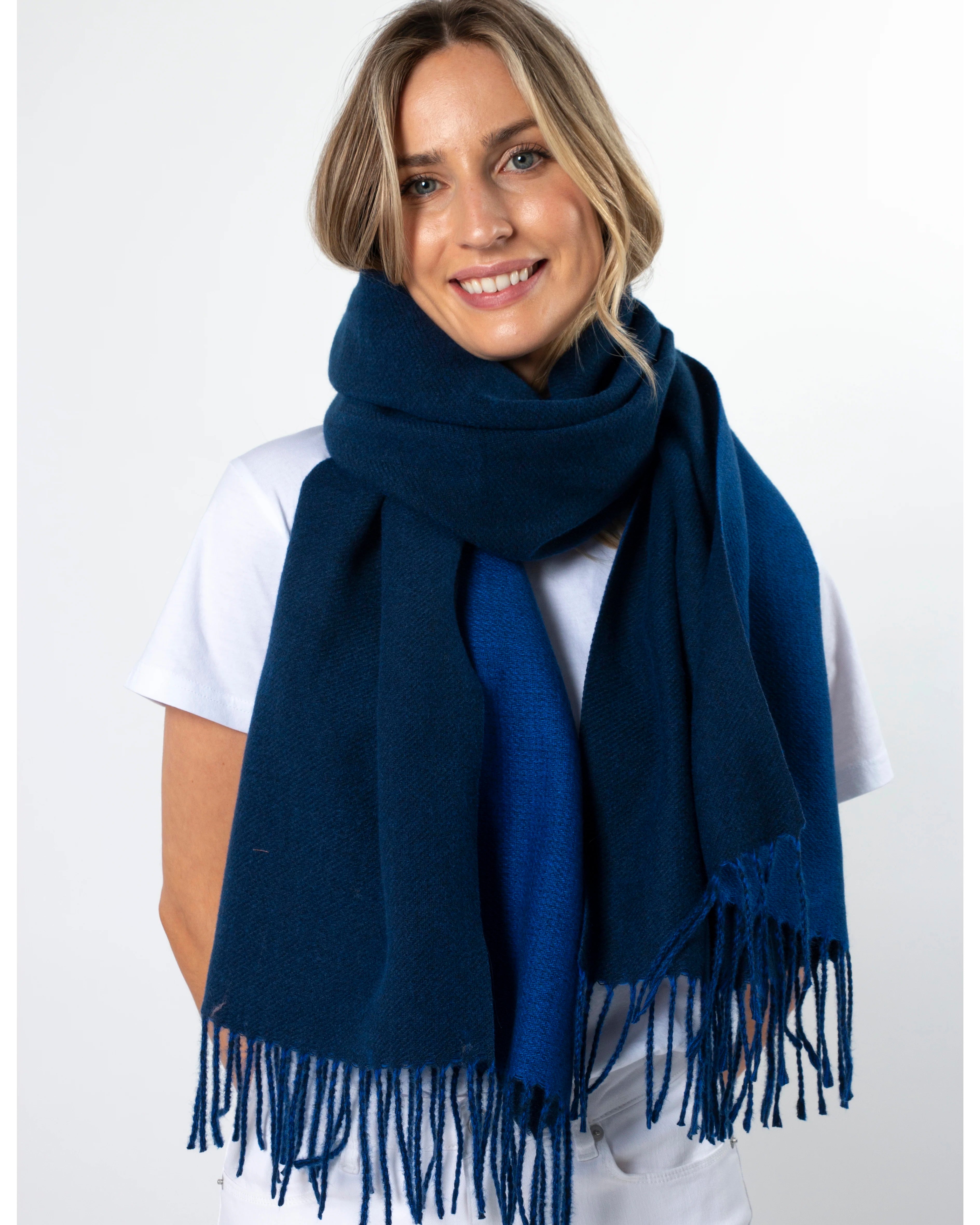 Royal Blue Two-Tone Scarf - Soft & Stylish Winter Accessory for Women & Men - Perfect for Cold Weather, Outfits & Gifts