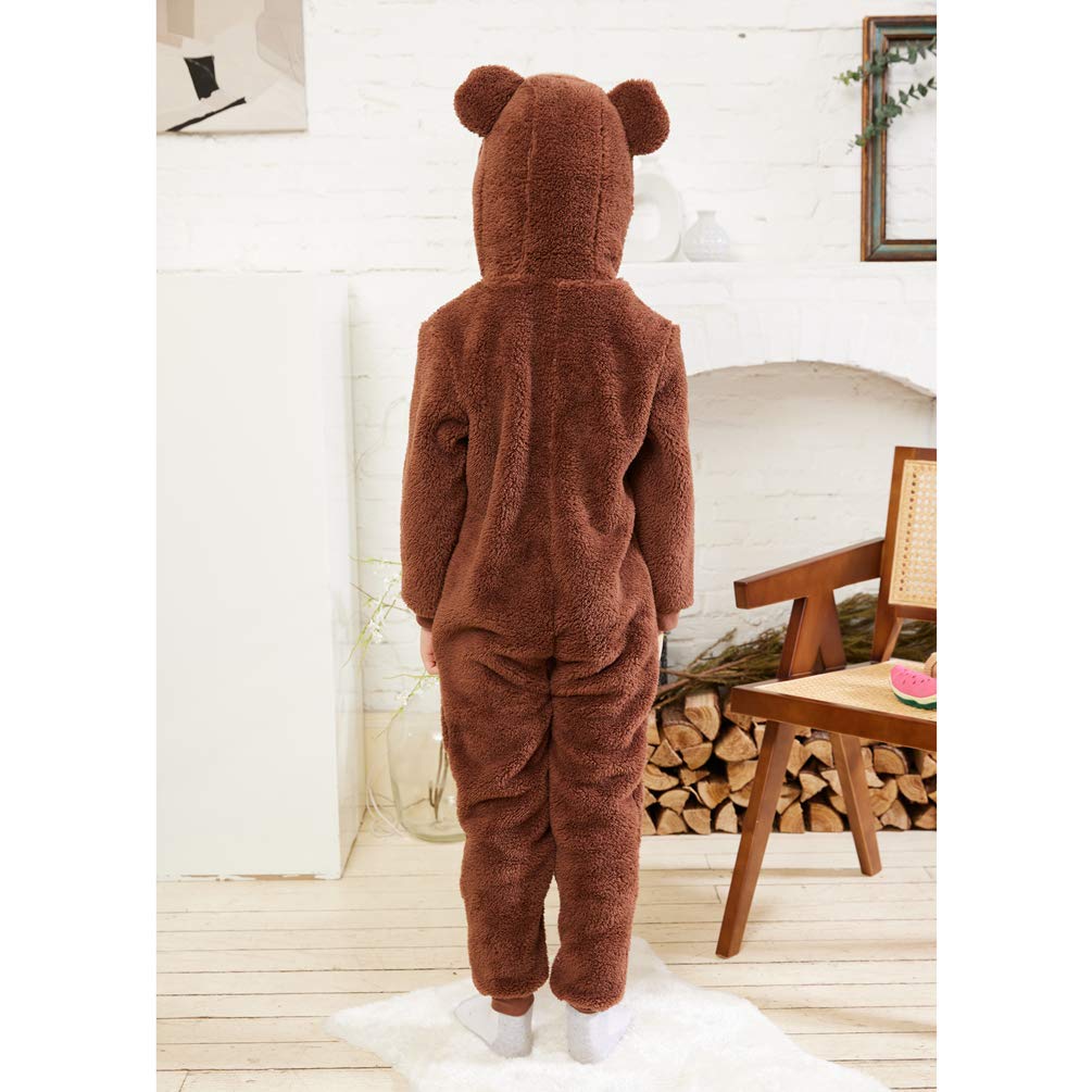 Cozy Kids Flannel Brown Bear Costume Onesie Pajamas - Snug Fit Animal Sleepwear for Boys & Girls | Perfect for Halloween, Christmas Gifts & Family Pajama Parties