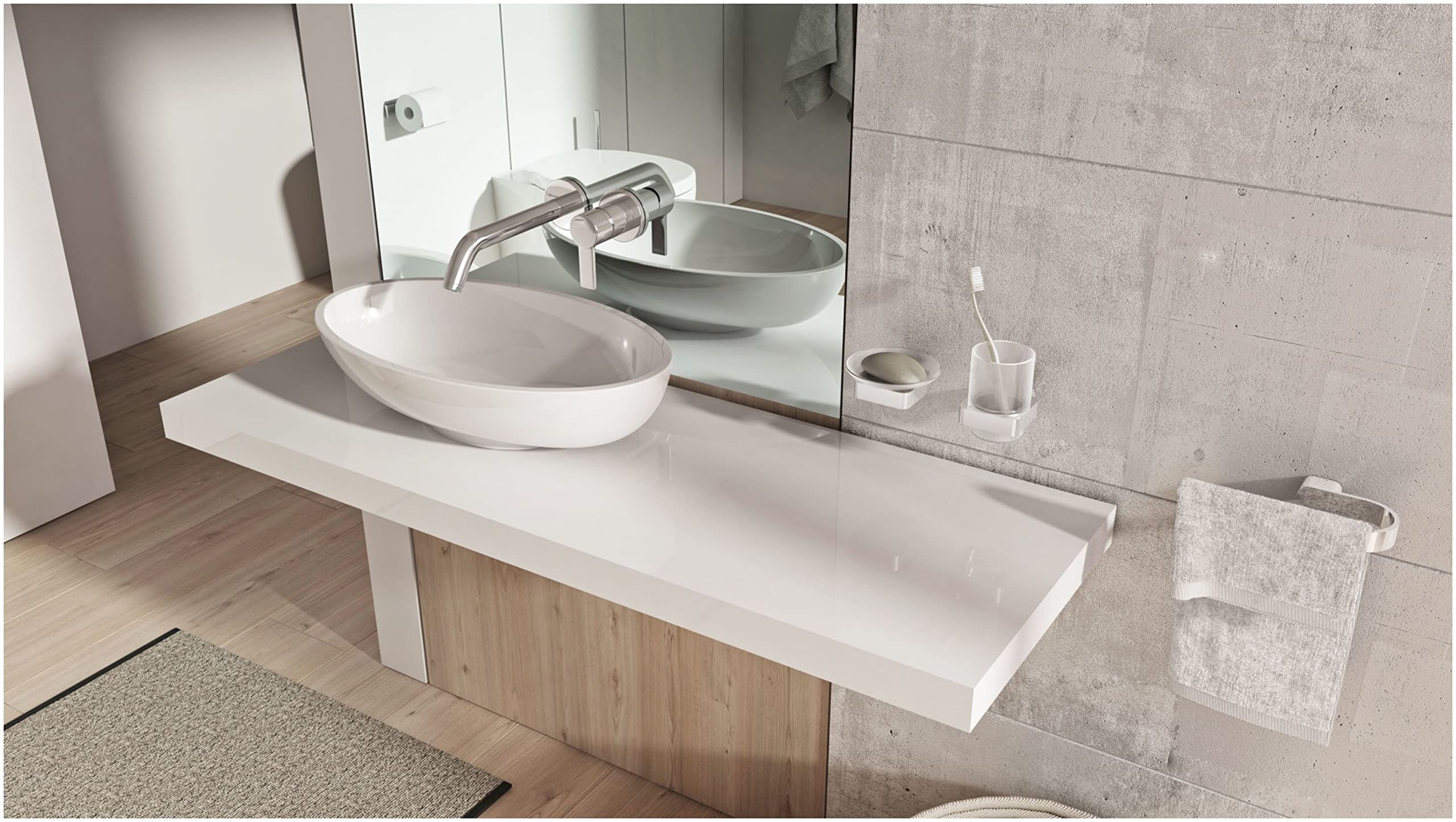 ICO Bath V4315 Volkano Flow 8-Inch Brushed Nickel Towel Bar - Modern Bathroom Accessory for Spa, Hotel & Home Decor