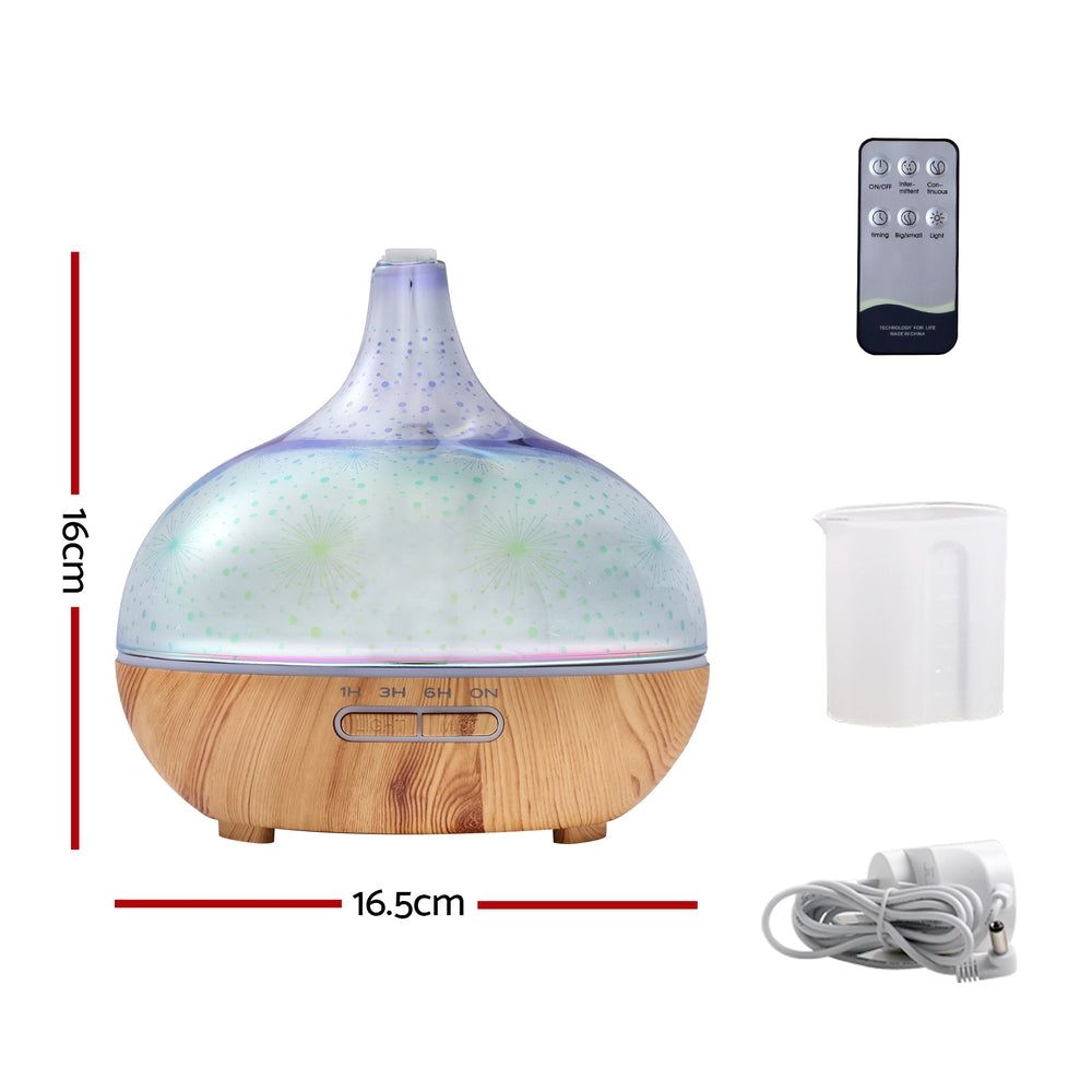 DEVANTI 400ml Aromatherapy Diffuser with 3D LED Night Light, Remote Control - Essential Oil Humidifier & Air Purifier for Home, Office, Yoga and Spa Relaxation