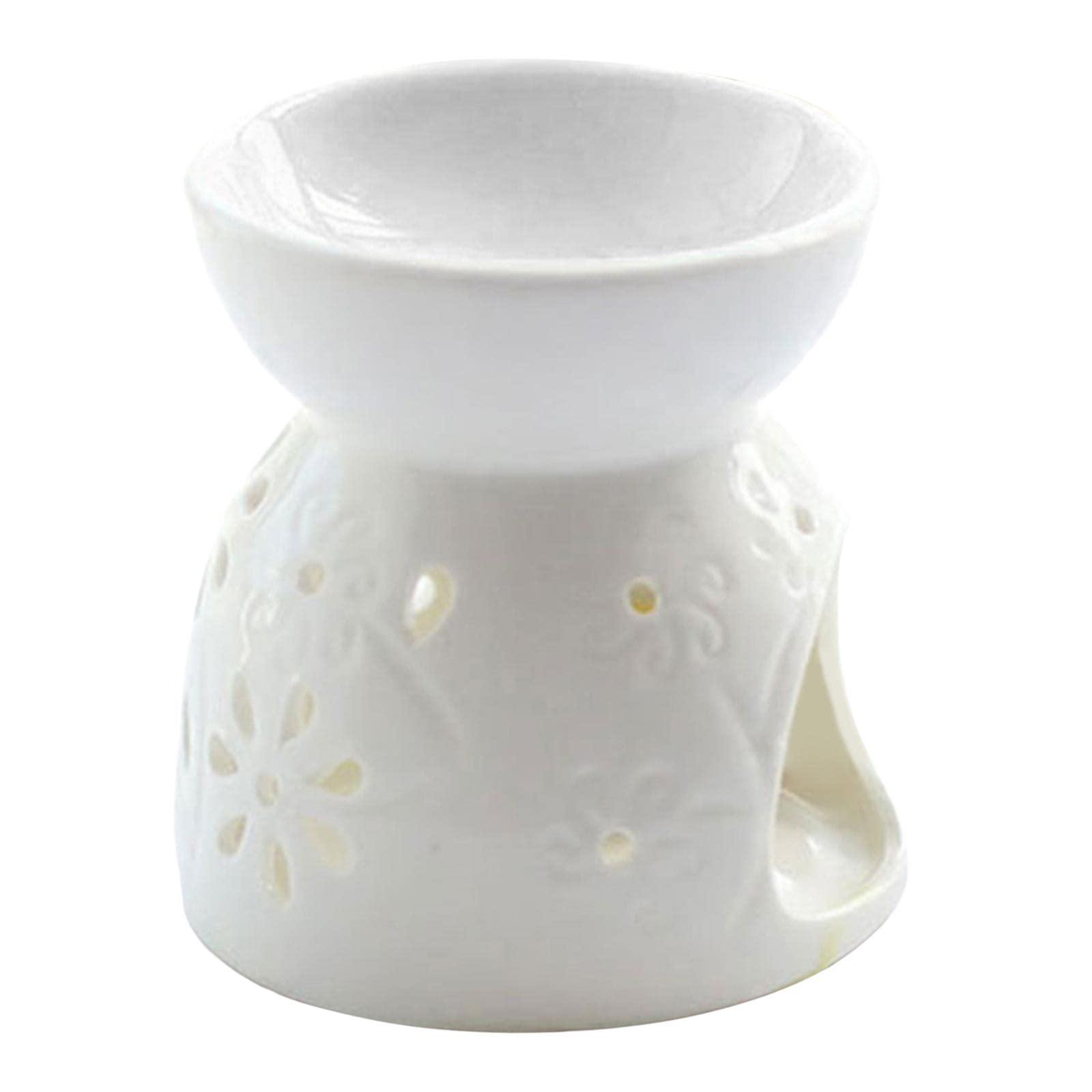 Homyl White Wax Melt Oil Burner - Aromatherapy Essential Oil Diffuser & Tealight Candle Holder for Home Decor, Bedroom, Living Room, Spa Relaxation & Gift Ideas