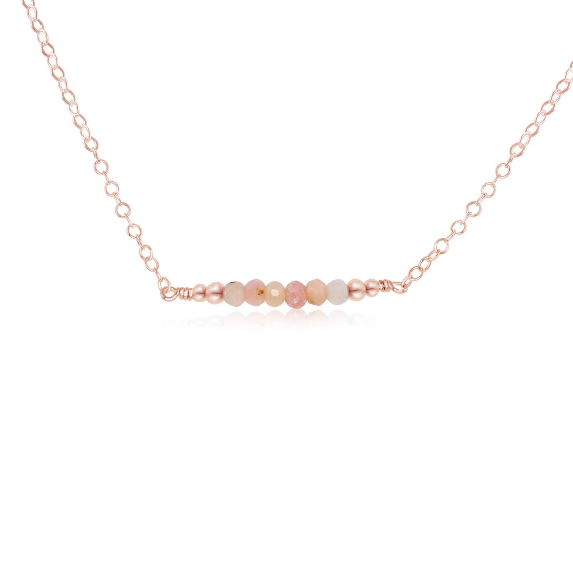 Sparkling Pink Peruvian Opal Faceted Bead Bar Necklace for Women - Elegant Handmade Jewelry Gift for Birthday, Anniversary & Special Occasions