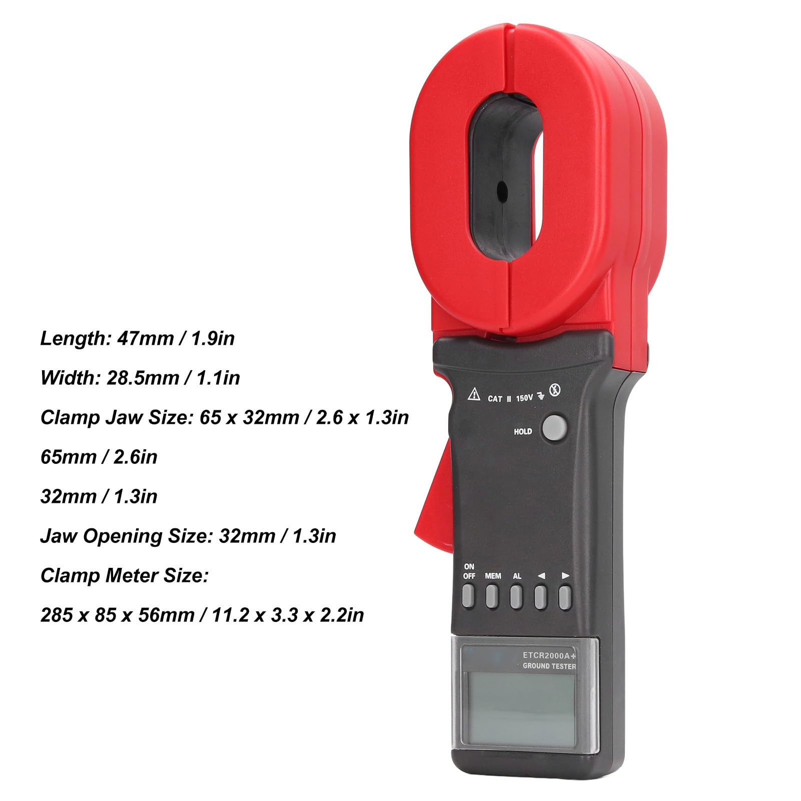 ETCR2000+ Digital Ground Resistance Tester - 0.01Ω to 1200Ω Range Clamp Meter for Electrical Safety Testing | Perfect for Industrial Maintenance, Solar Panel Systems & Home Electrical Inspections