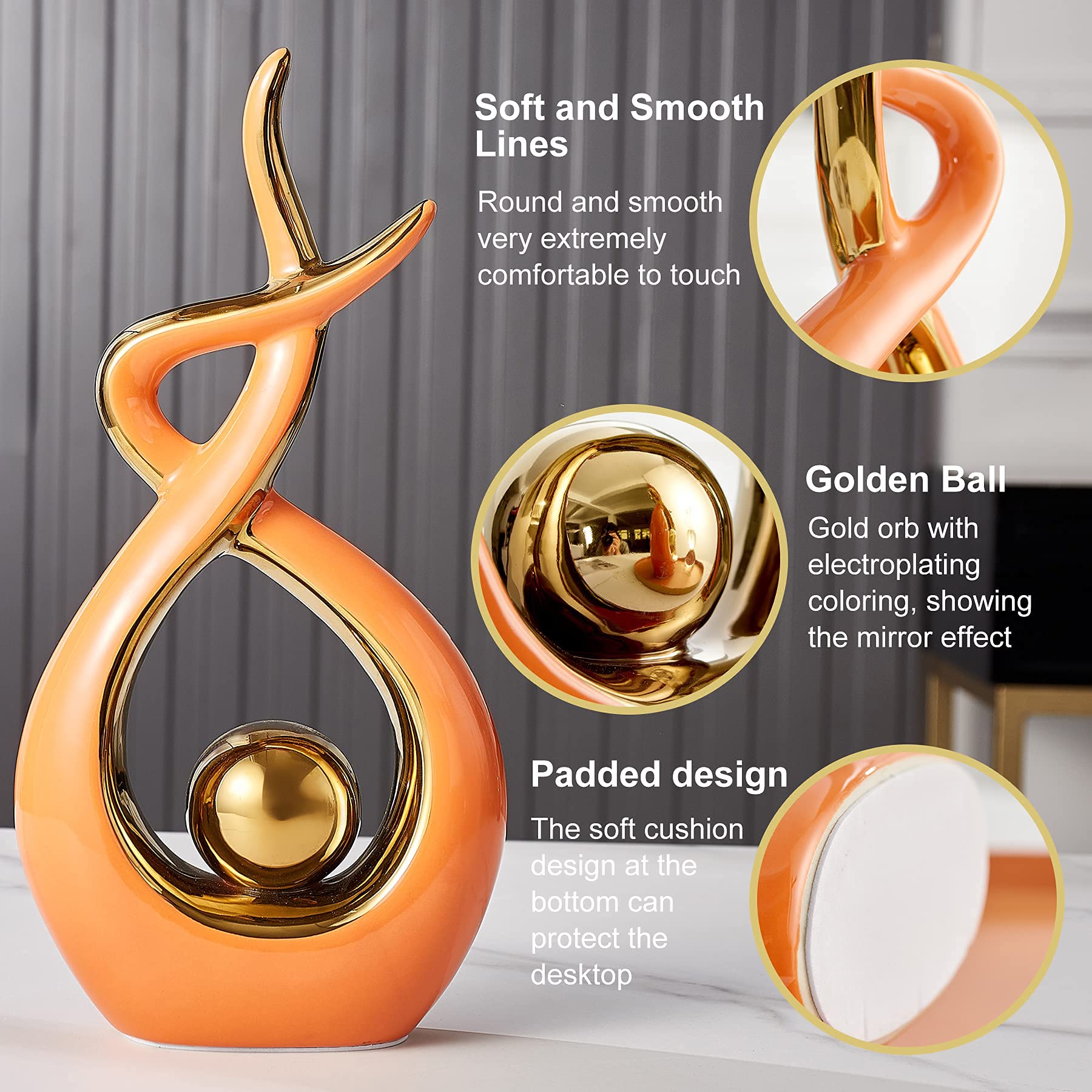 Modern Orange Ceramic Statue - 12.2