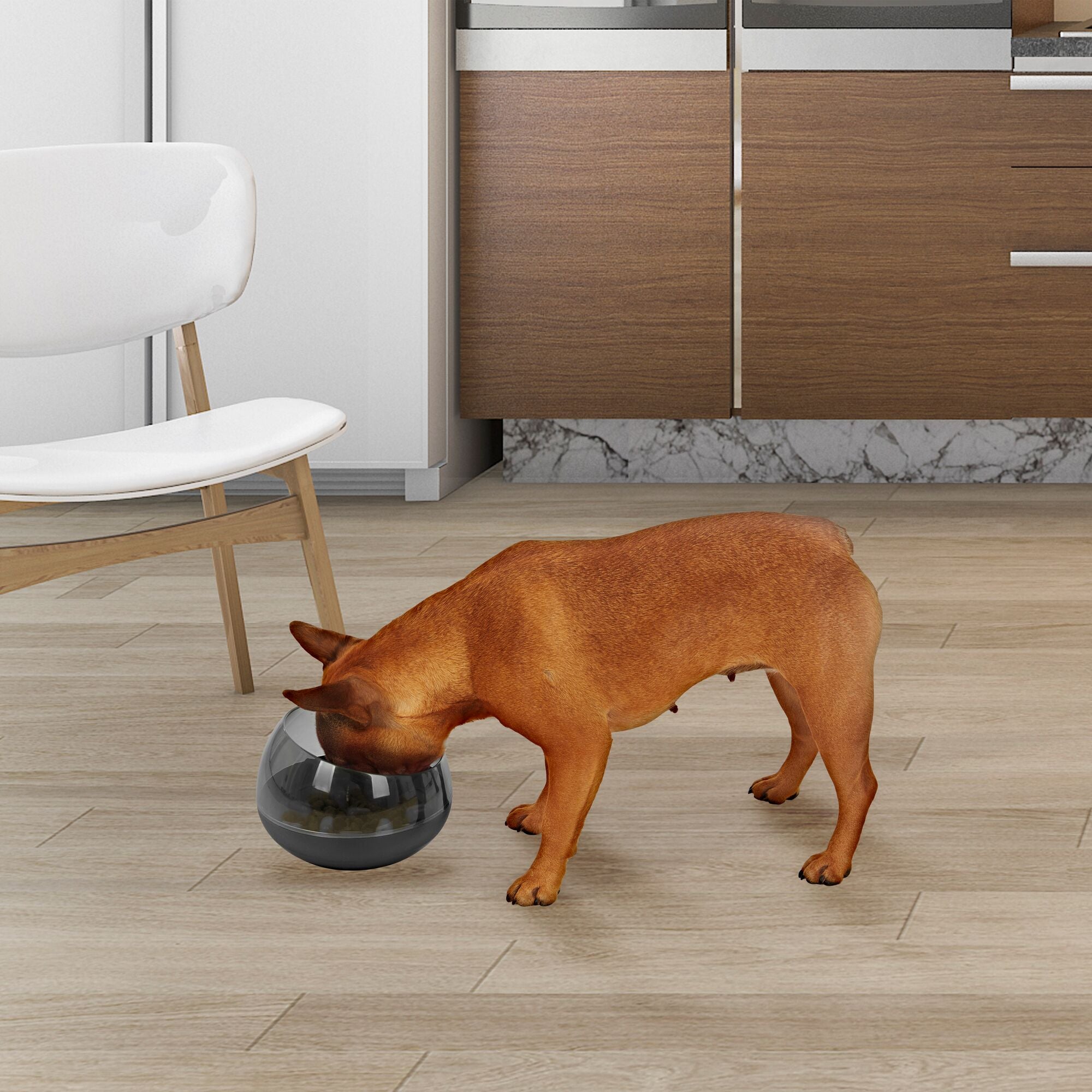 Slow Feeder Rocking Dog Bowl for Small & Large Dogs - Non-Slip Anti-Choking Pet Food Dish - Black Durable Plastic - Perfect for Fast Eaters & Mealtime Enrichment - Great for Home, Travel & Training Use