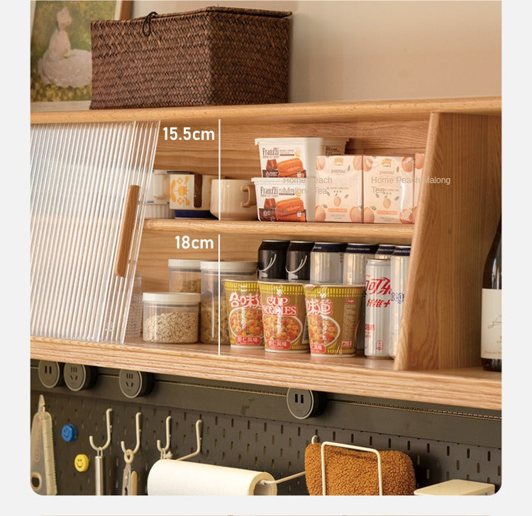 Solid Oak Wood Ultra-Thin Multi-Function Sideboard Buffet Cabinet - Perfect for Dining Room Storage, Kitchen Organization & Living Room Decor