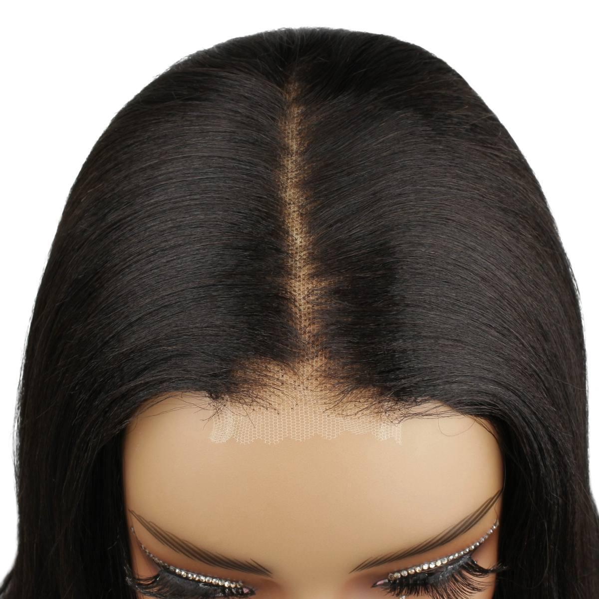 Yaki Straight 2x6 HD Lace Closure 100% Human Hair Glueless Wig - Natural Black Brazilian Hair for Women, Pre-Plucked with Baby Hair, Breathable & Comfortable for Daily Wear, Parties & Special Occasions