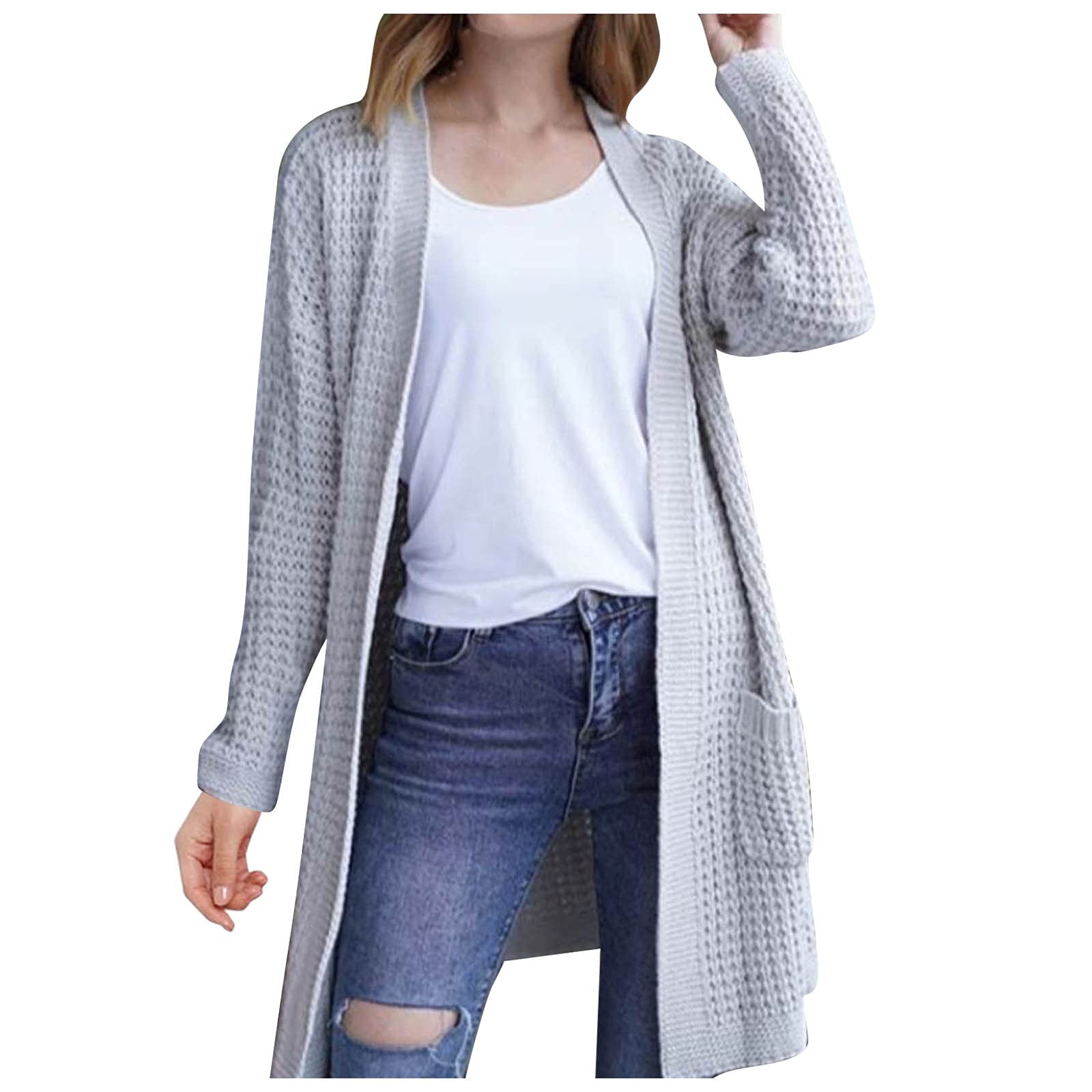 Women's Long Open Cardigan Sweater Coat - Solid Color Winter & Autumn Pocket Sweater for Women | Cozy Layering Piece for Office, Travel & Casual Outfits