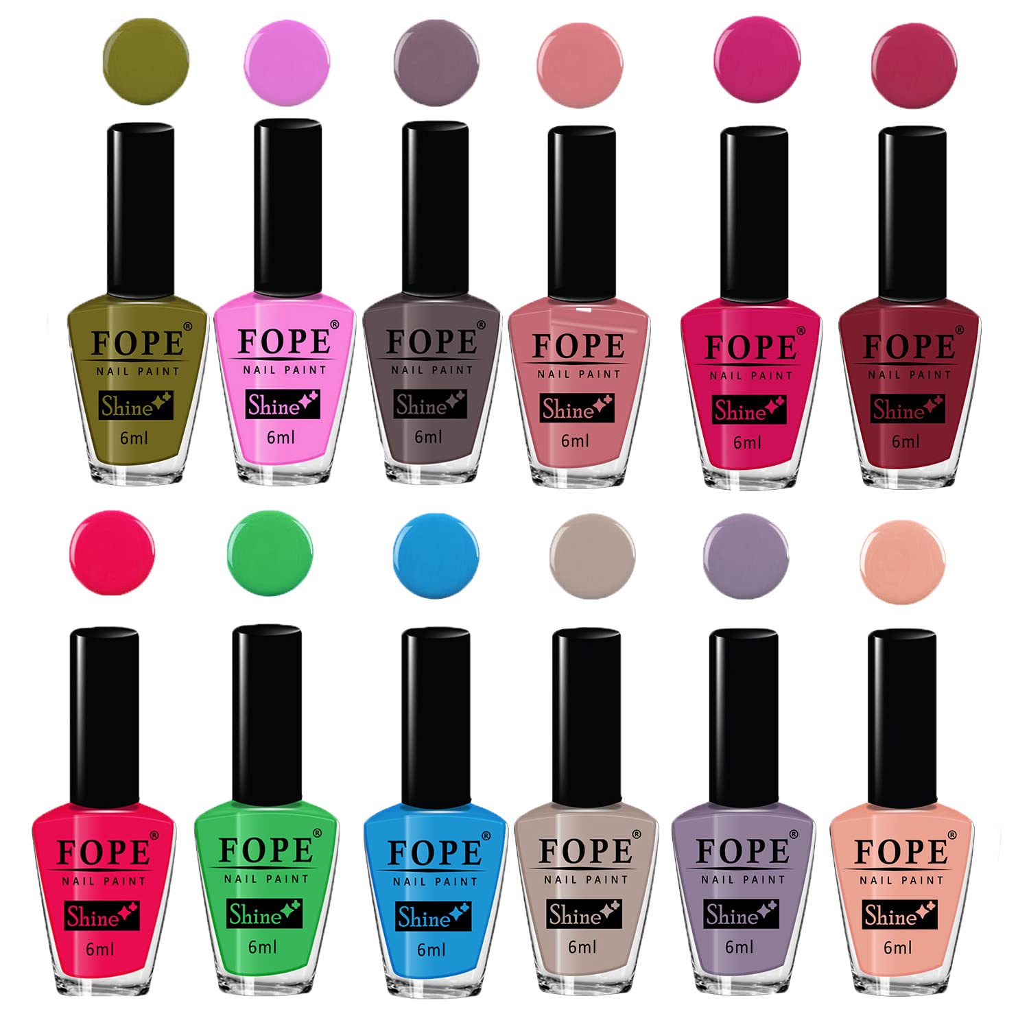FOPE Enamel Splash Glossy Nail Polish Set - 12 Vibrant Colors, Quick-Drying, Chip-Resistant & Long-Lasting Nail Paint for Women | Perfect for Manicures, Pedicures & Special Occasions