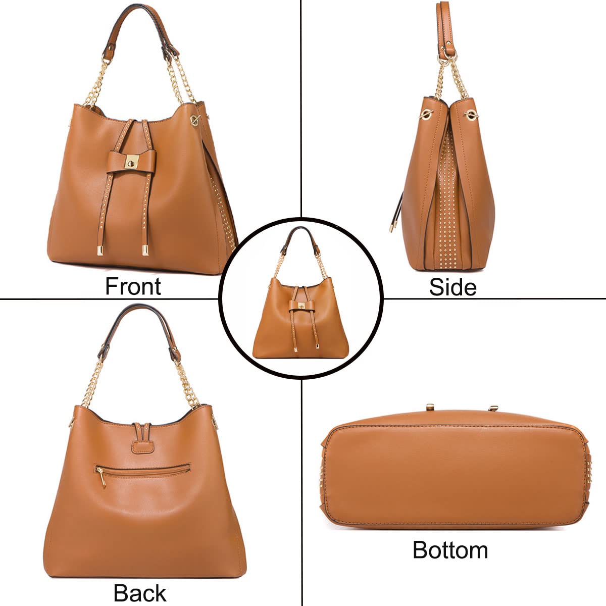 3-Piece Faux Leather Tote Bags Set for Women - Top Handle Shoulder Purses with Bowknot Design, Hobo Satchel Handbags | Perfect for Work, Travel, Shopping & Daily Use