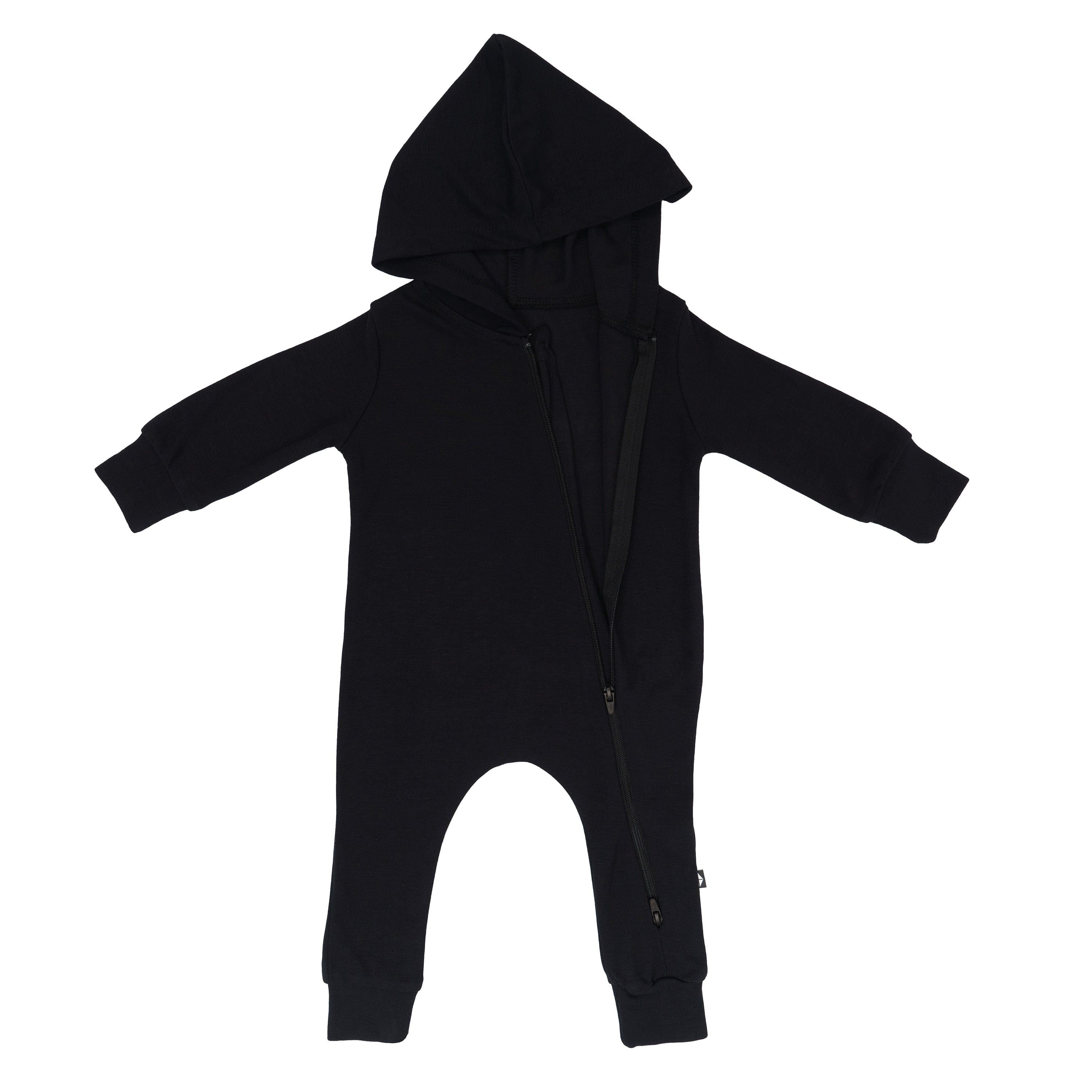 Bamboo Jersey Hooded Zippered Romper for Baby - Soft Organic Cotton Sleepwear & Playwear - Midnight Blue