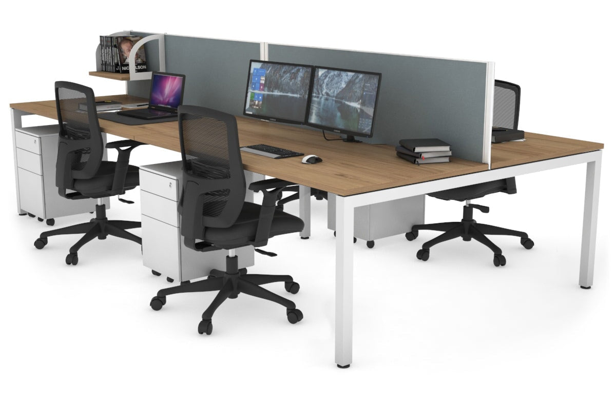 4-Person Office Workstation with Quadro Square Legs - 1800L x 800W Desk with Cable Management Scallop | Perfect for Collaborative Workspaces & Open Office Environments