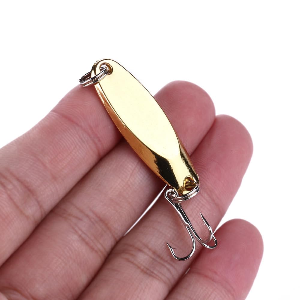 5 Pack Fishing Spoon Lures - Hard Metal Spoon Baits with Treble Hooks for Saltwater & Freshwater Fishing - Perfect for Trout, Bass, Walleye and Salmon Fishing in Lakes, Rivers and Ocean