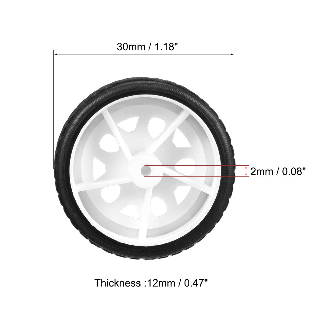 uxcell 30mm Rubber RC Wheel Tires for DIY Model Robots - 4pcs White & Black - Perfect for RC Cars, Robotics Projects, and STEM Education