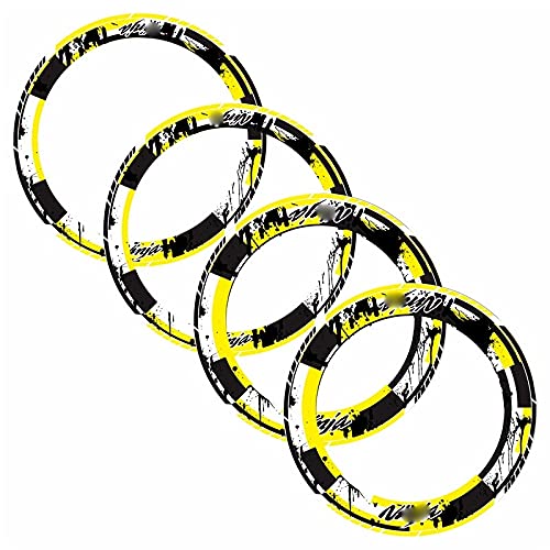 High-Quality Reflective Motorcycle Wheel Rim Decals - 4-Piece Thick Edge Sticker Set for Kawasaki Ninja - Front & Rear Yellow Decorative Stickers for Enhanced Visibility & Style (Perfect for Night Riding & Custom Bike Aesthetics)