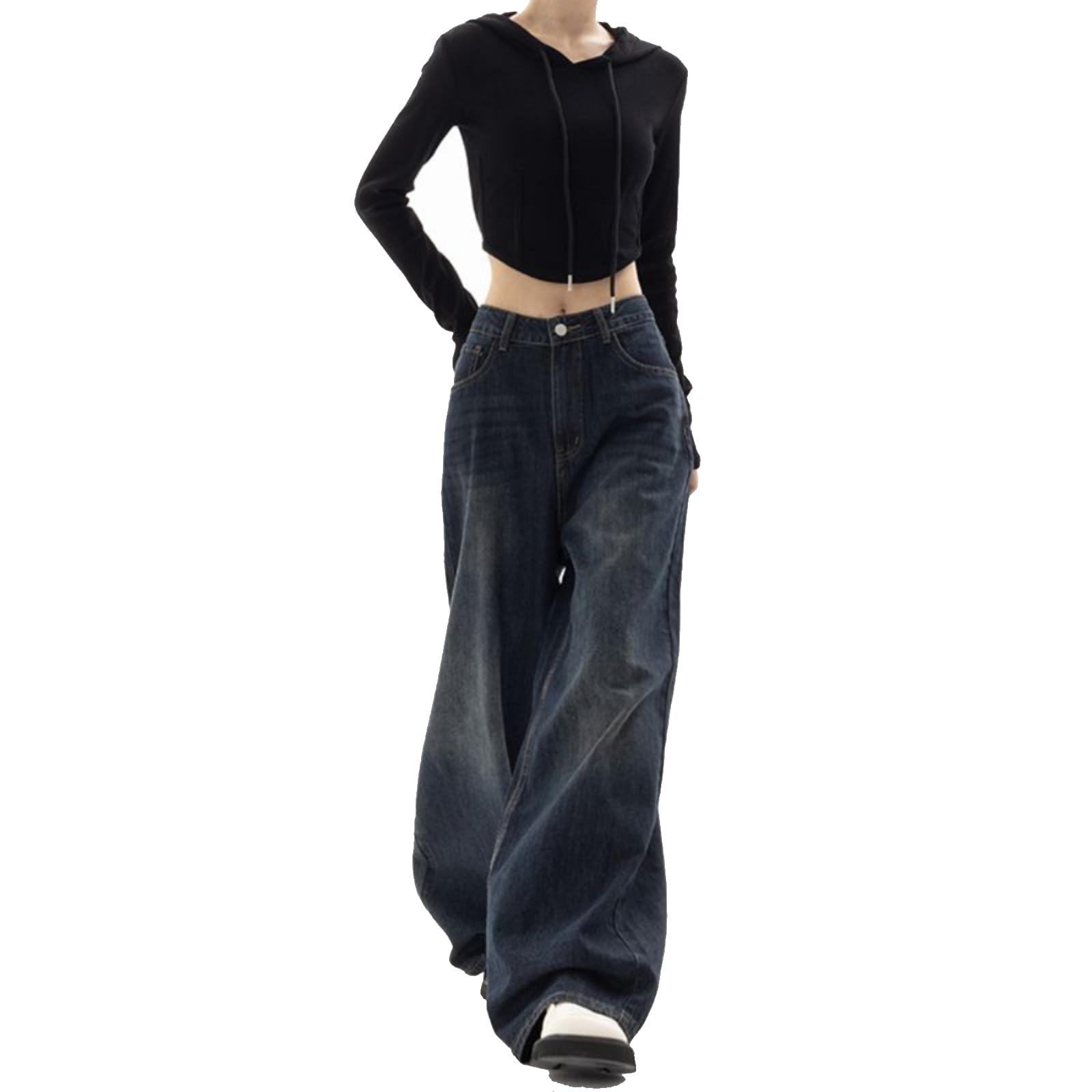 YELLOOP Y2K Women's Baggy Jeans - High Waisted Wide Leg Denim Pants for 2023 Fall Fashion | Perfect for Casual Outfits, Streetwear & Retro Style
