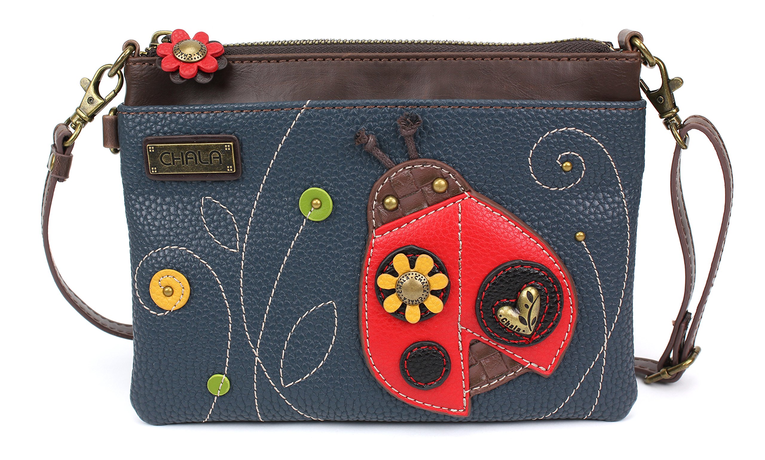 Chala LadyBug Print Adjustable Crossbody Phone Purse - Navy Blue Small Zipped Shoulder Bag for Women | Perfect for Travel, Shopping & Everyday Use