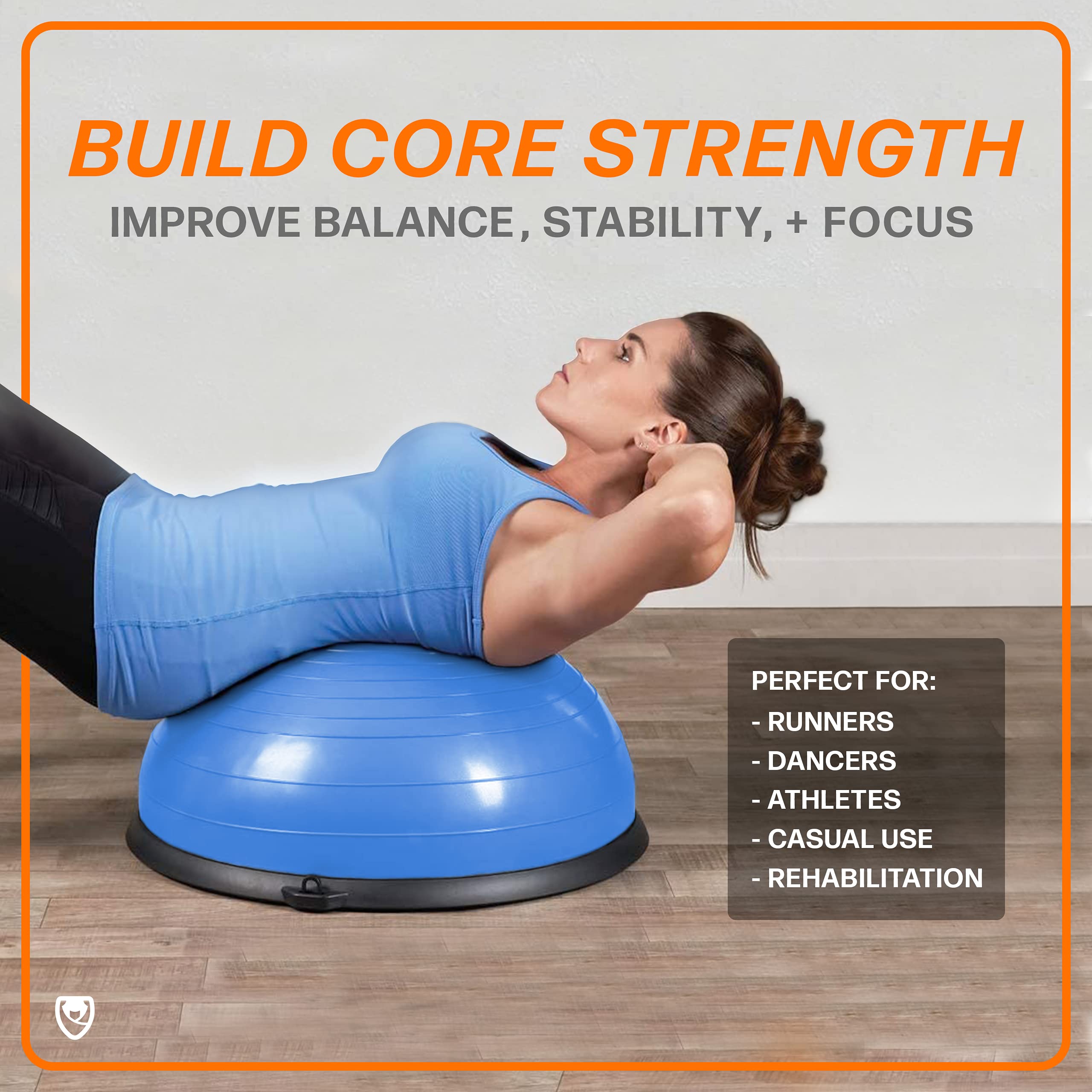 URBNFit Half Balance Ball - Core Stability & Full Body Workout Yoga Ball for Home Gym, Includes Resistance Bands, Pump & Exercise Guide - Perfect for Yoga, Pilates, Physical Therapy & Fitness Training
