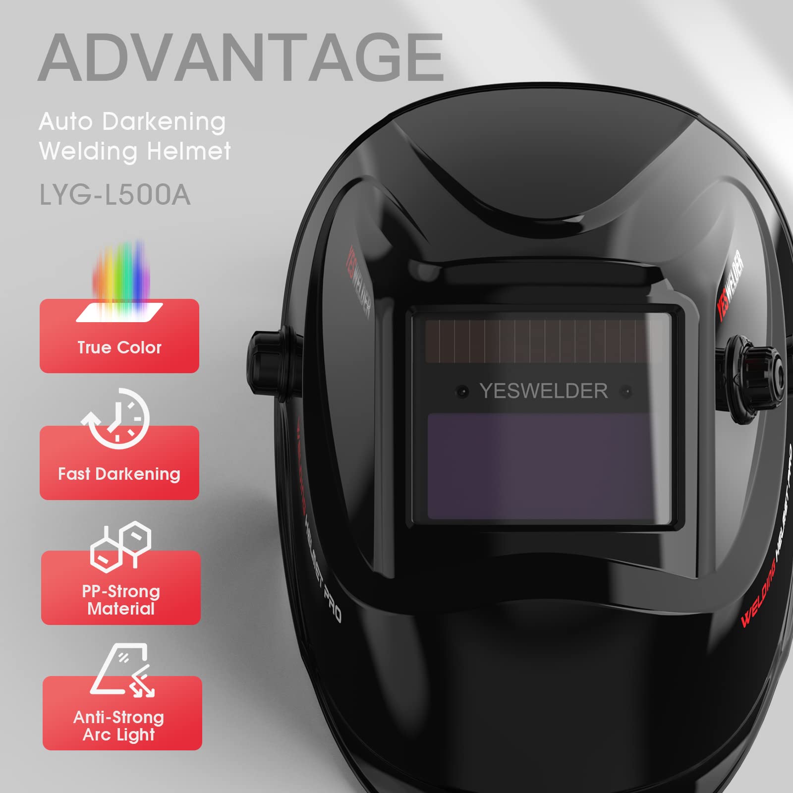 YESWELDER True Color Solar Powered Auto Darkening Welding Helmet with Large Viewing Area - Ideal for MIG, TIG, and Arc Welding | YESWELDER 205Amp IGBT Inverter Stick Welder with Large LED Display - Perfect for Home DIY, Metal Fabrication, and Professional Welding Projects