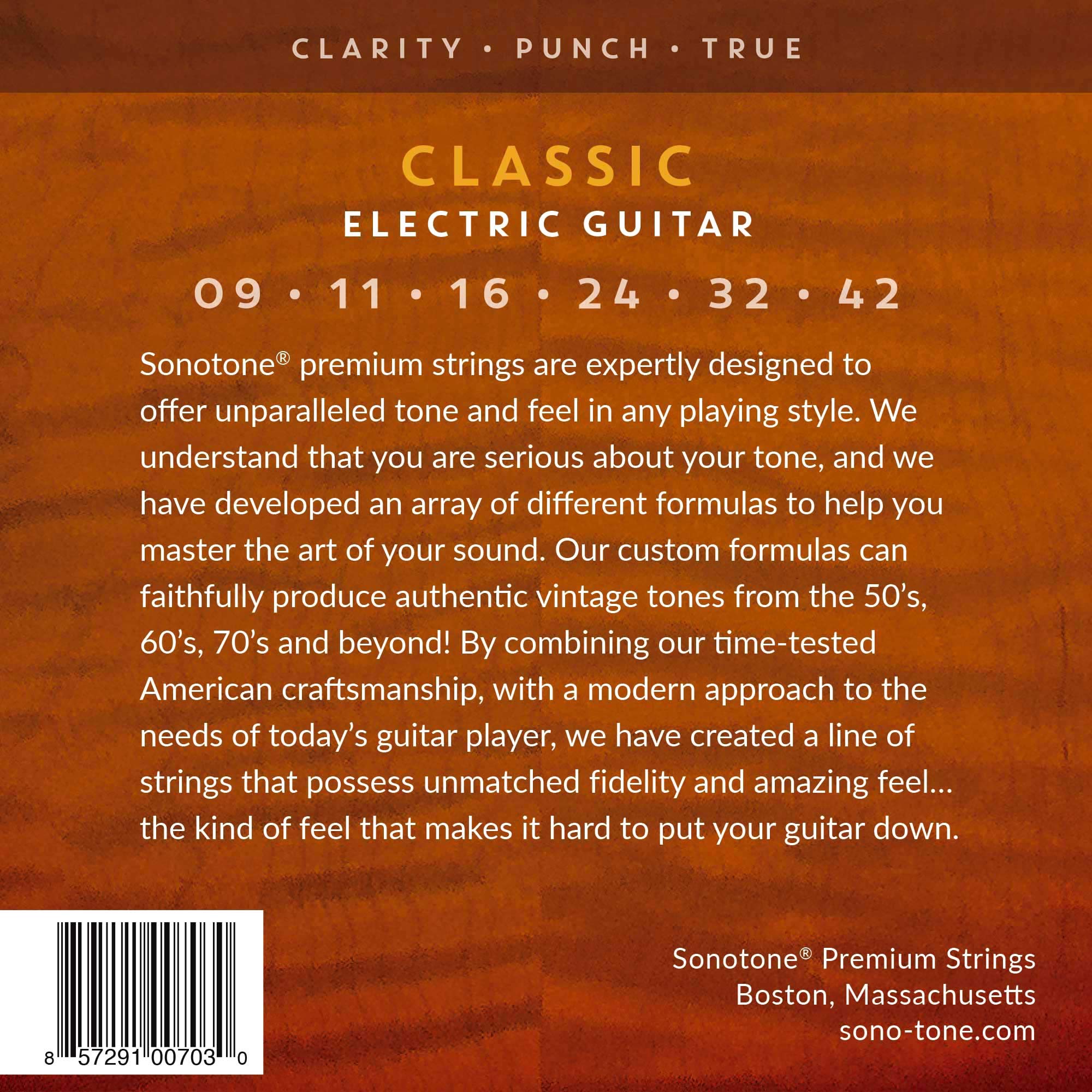 SonoTone Classic 09-42 Extra-Light Electric Guitar Strings - Custom Nickel Plated, Hand-Wound Hex Core for Bright Tone & Clarity - Perfect for Rock, Blues & Live Performances - Made in USA
