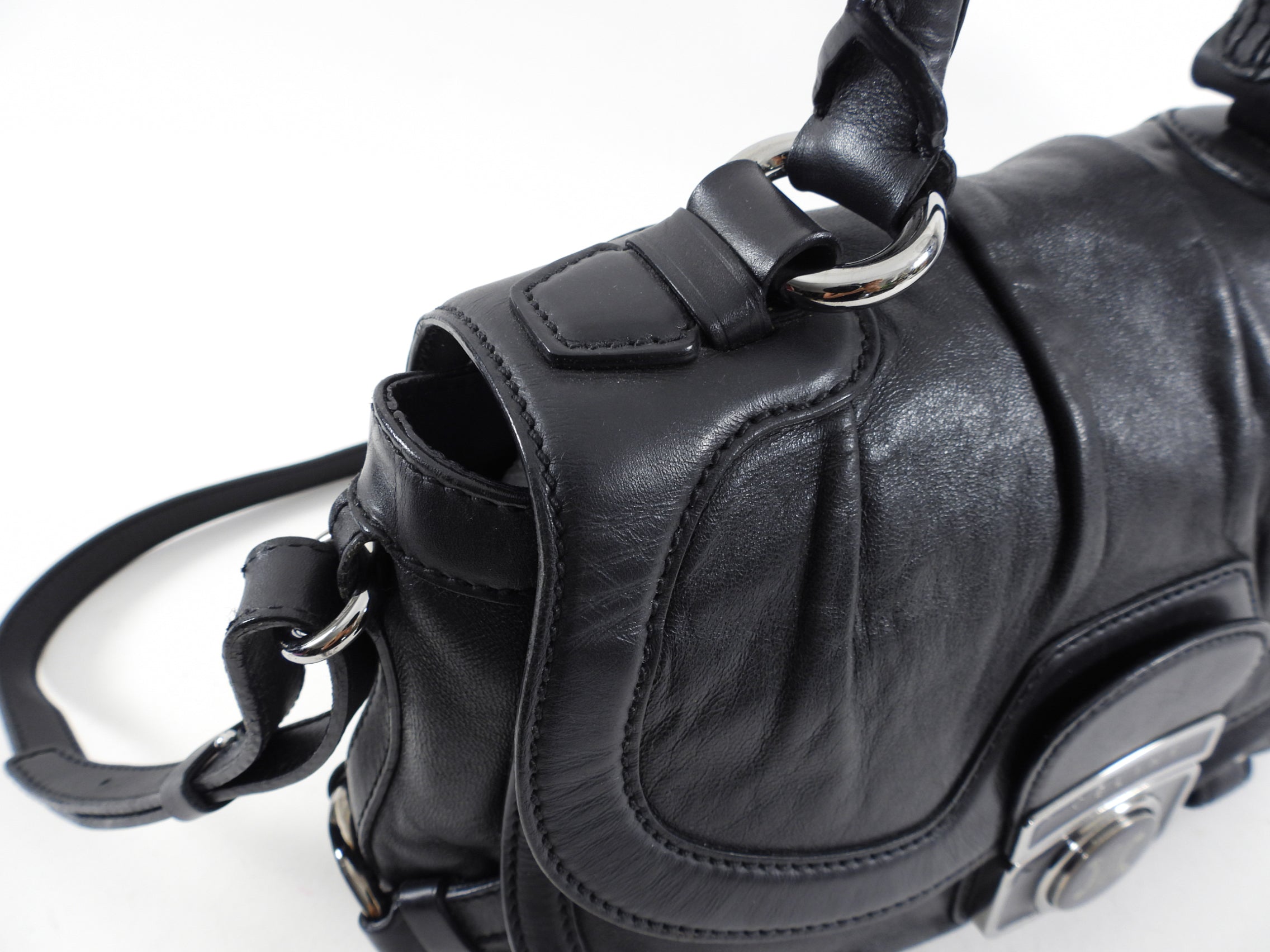 Vintage Celine Black Leather Two-Way Shoulder Bag from 2007 AW Collection - Perfect for Work, Travel & Everyday Use