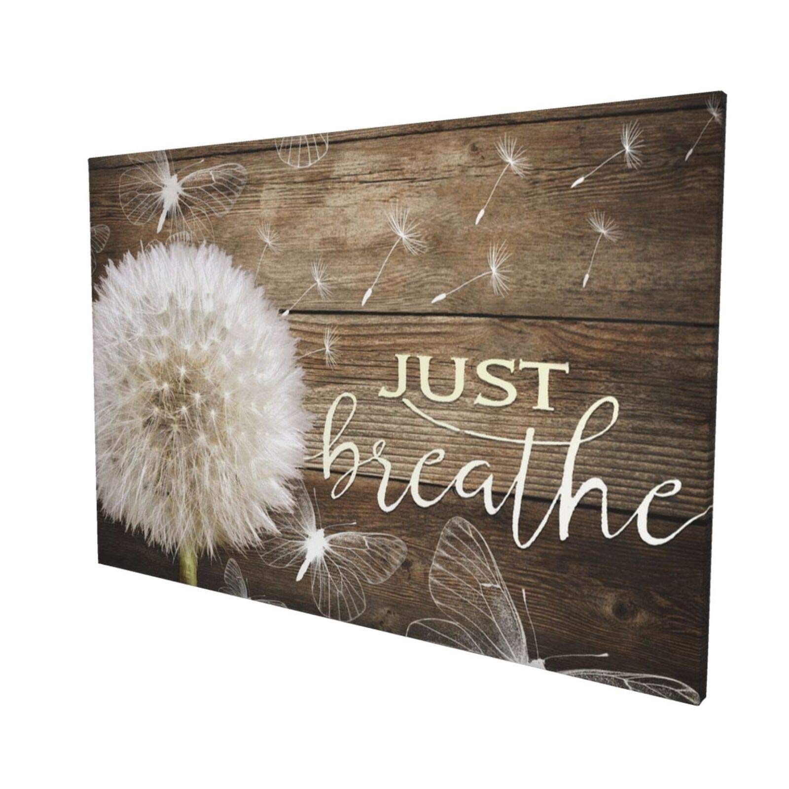 White Dandelion & Butterflies Canvas Wall Art - Framed Ready to Hang 16x24 Inch Inspirational Quote Decor for Living Room, Bedroom, Bathroom | Perfect for Home, Office & Gift Giving