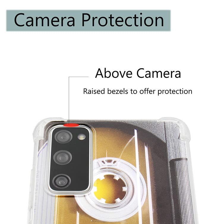 Samsung Galaxy S20 FE Case 5G - Shockproof Cassette Tape Design Protective Cover for Samsung Galaxy S20 FE 6.2 Inch | Trendy Retro Style, Durable Bumper Case - Perfect for Music Lovers & Daily Protection