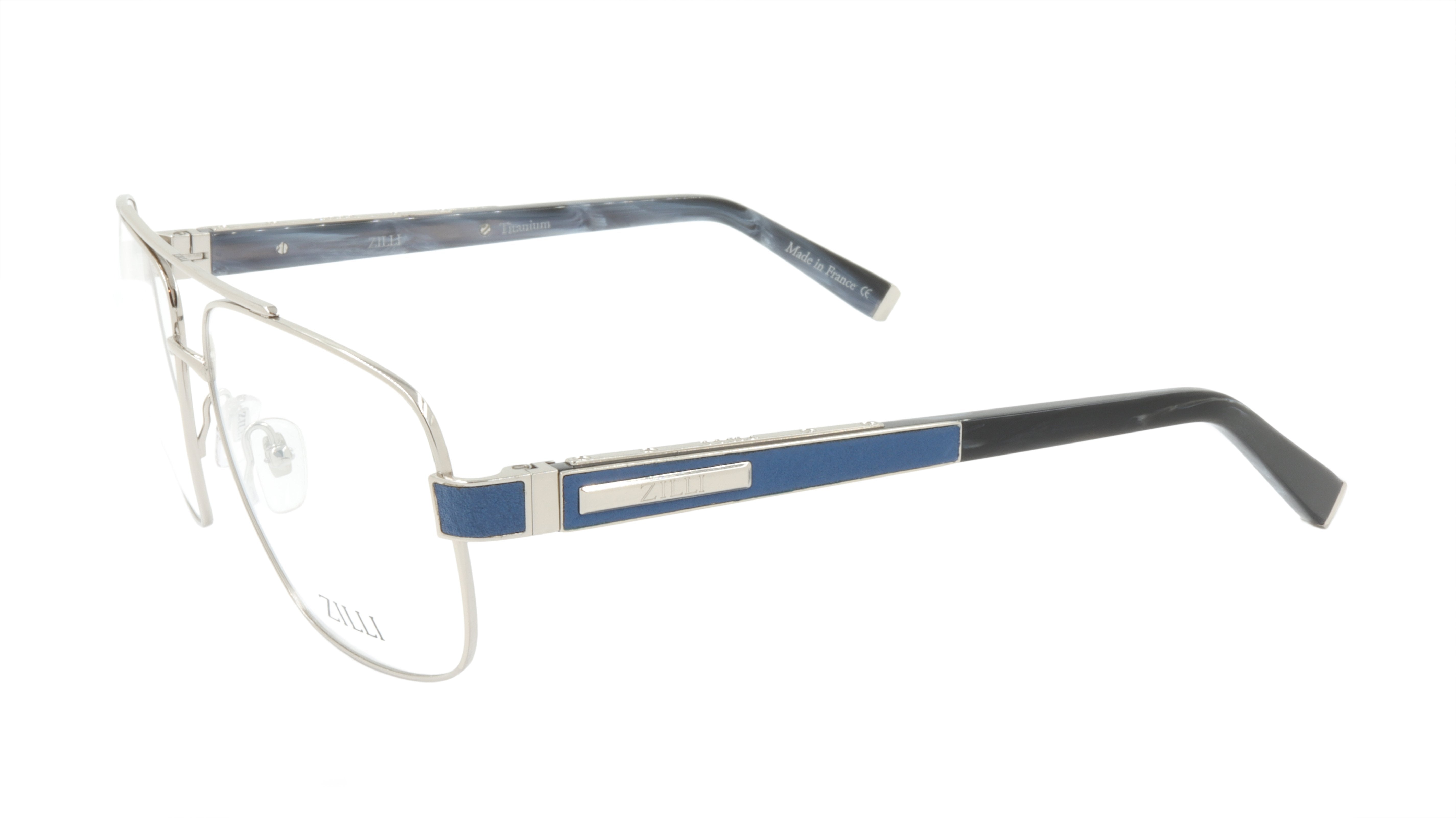 ZILLI Premium Titanium Acetate Eyeglass Frames - Handcrafted in France | Model ZI 60046 C03 | Luxury Leather Accents | Perfect for Business & Formal Occasions