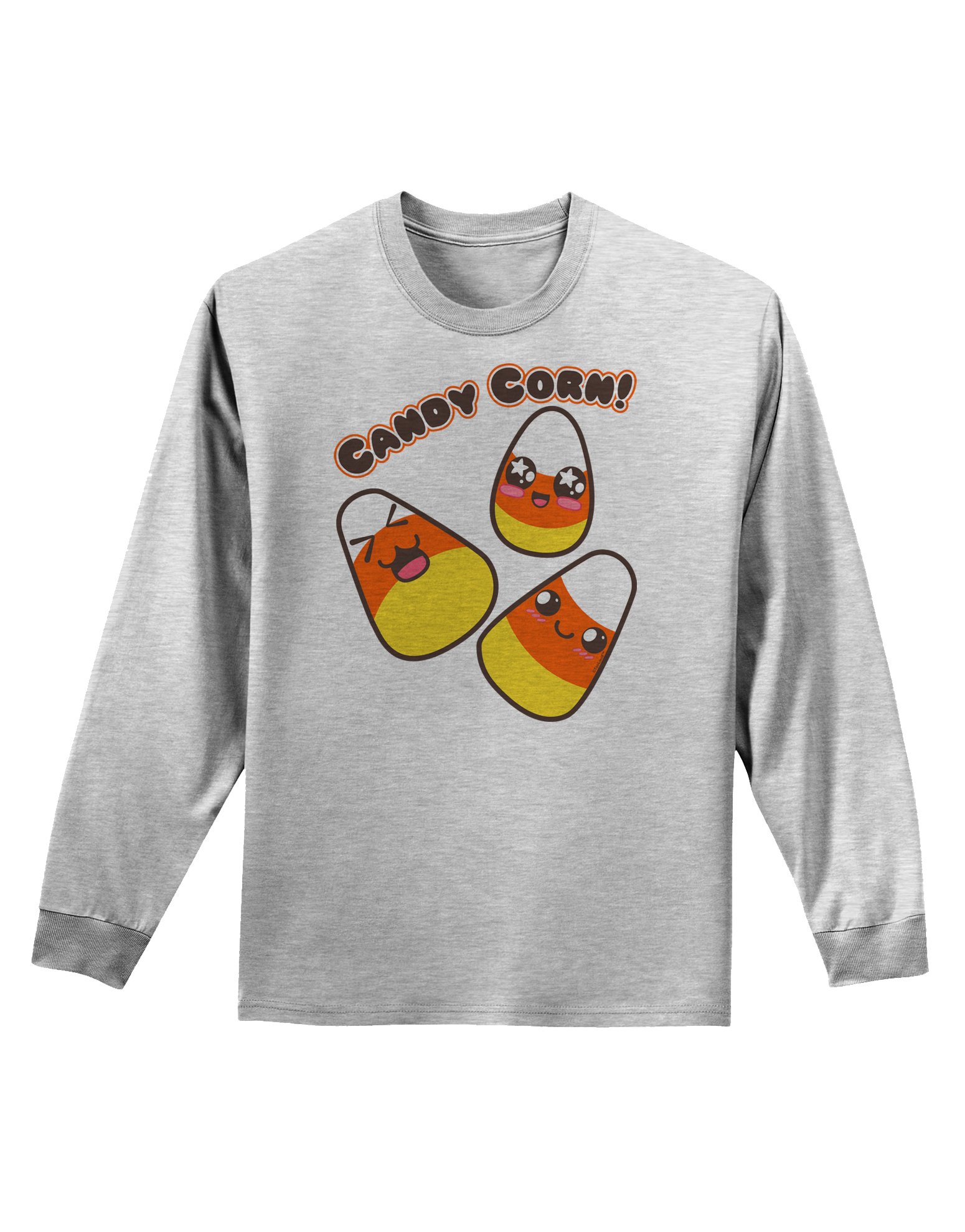 Cute Kawaii Candy Corn Halloween Long Sleeve Shirt for Women - Fun & Spooky Costume Party Outfit, Cosplay, Trick or Treating