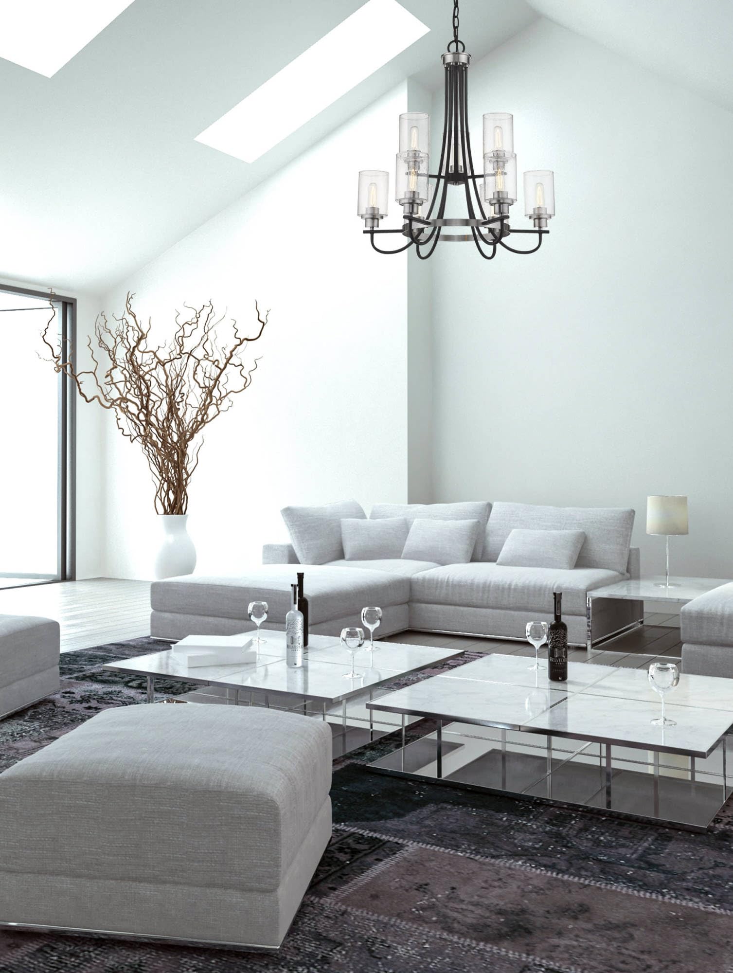 Millennium 3509-MB/BN 9-Light Modern Black Chandelier - Elegant Ceiling Lighting Fixture for Dining Room, Living Room & Bedroom