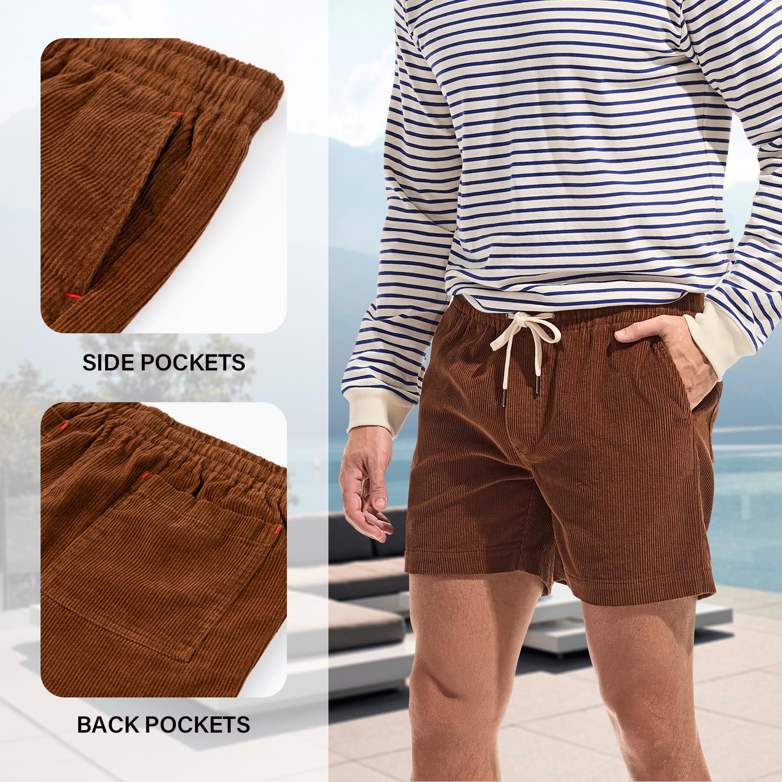 AMY COULEE Men's Corduroy Shorts 5.5