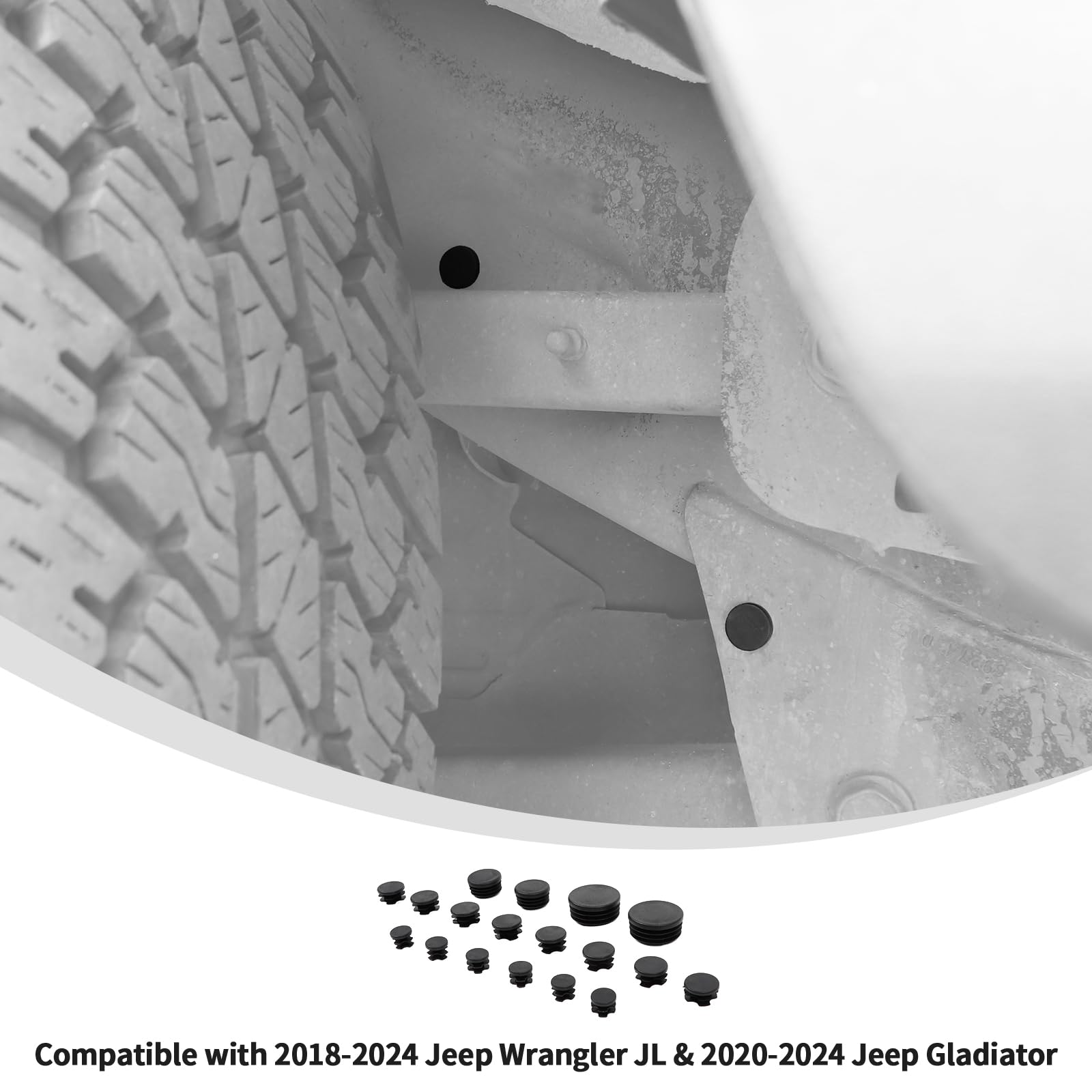 2018-2024 Jeep Wrangler JL & 2020-2024 Jeep Gladiator Plastic Frame Hole Plugs - 18Pcs Dustproof Waterproof Exterior Accessories for Off-Road Protection & Enhanced Style